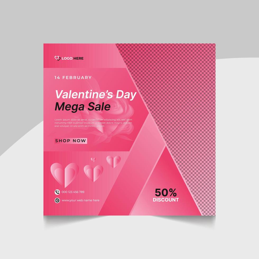 Lycklig valentine dag PR rabatt försäljning social media posta webb baner mall vektor