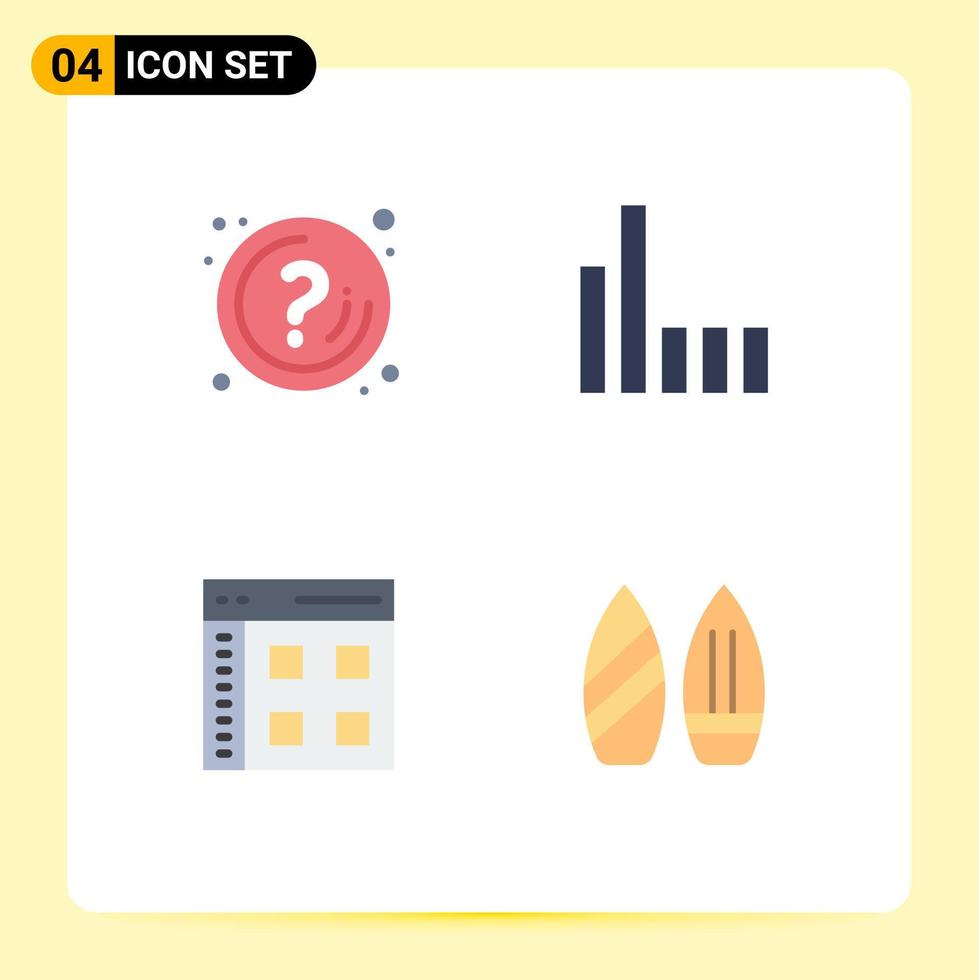 flaches Icon-Paket mit 4 universellen Symbolen für Hilfe, Kommunikation, Infotelefon, Benutzer editierbare Vektordesign-Elemente vektor