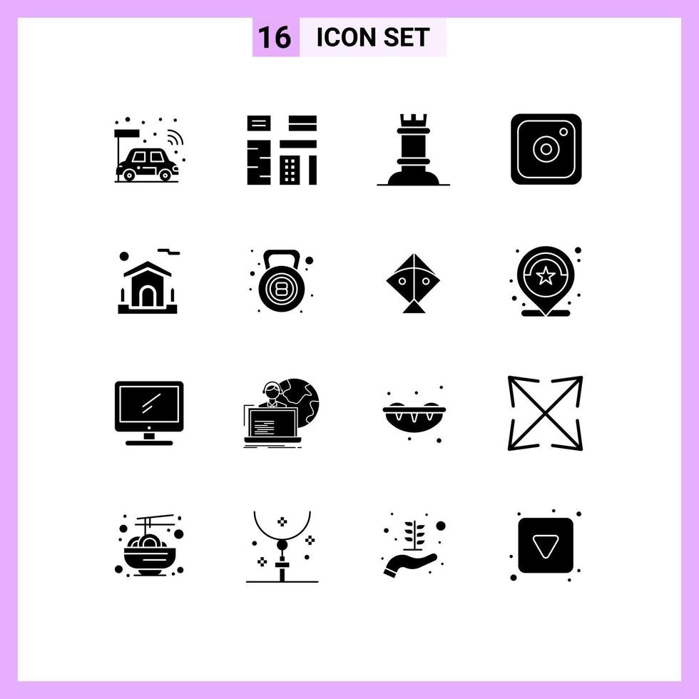 redigerbar vektor linje packa av 16 enkel fast glyfer av verklig Hem premie social Instagram redigerbar vektor design element