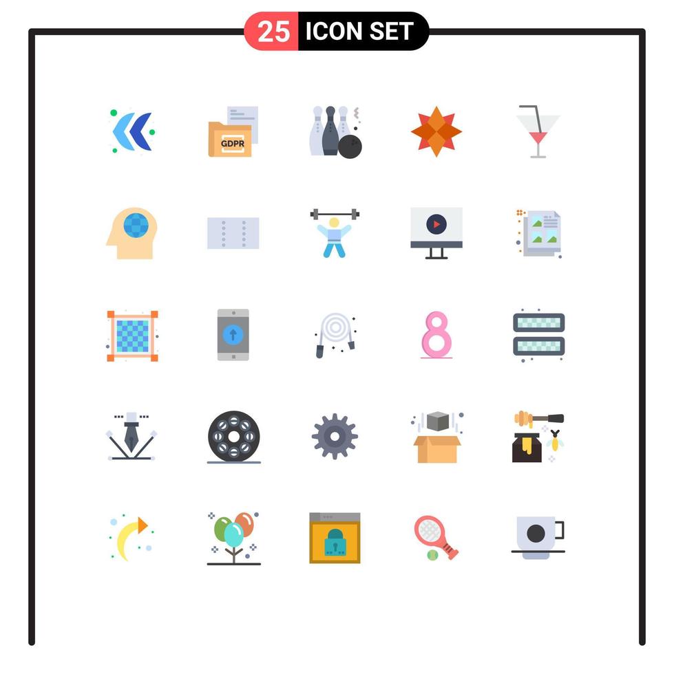 satz von 25 modernen ui-symbolen symbole zeichen für getränke winter bowling urlaub spielen editierbare vektordesignelemente vektor