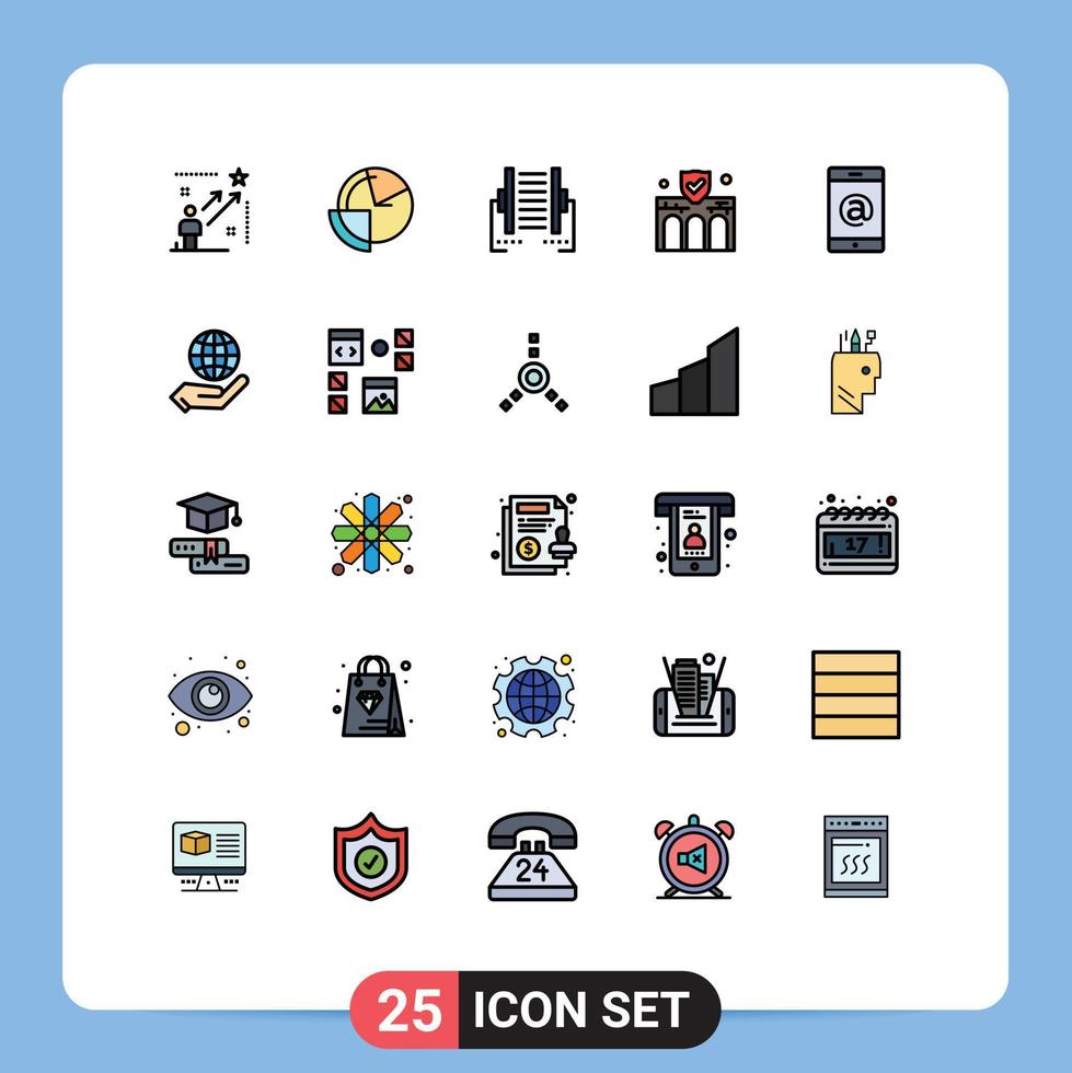 grupp av 25 modern fylld linje platt färger uppsättning för konstruktion byggnad diagram överföra data redigerbar vektor design element