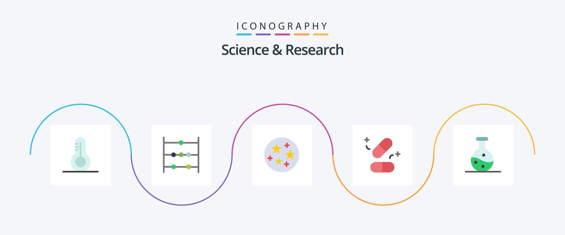 Science Flat 5 Icon Pack inklusive . Wissenschaft. Sterne. Experiment. Wissenschaft vektor