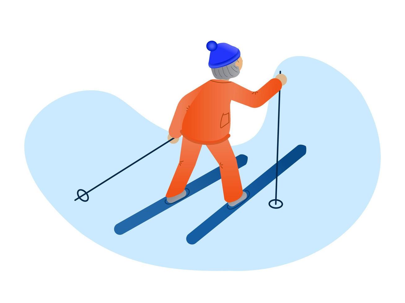 ältere wintersport-vektorillustration. Rentner Skifahren im Winter. Großmutter Gesundheit. vektor