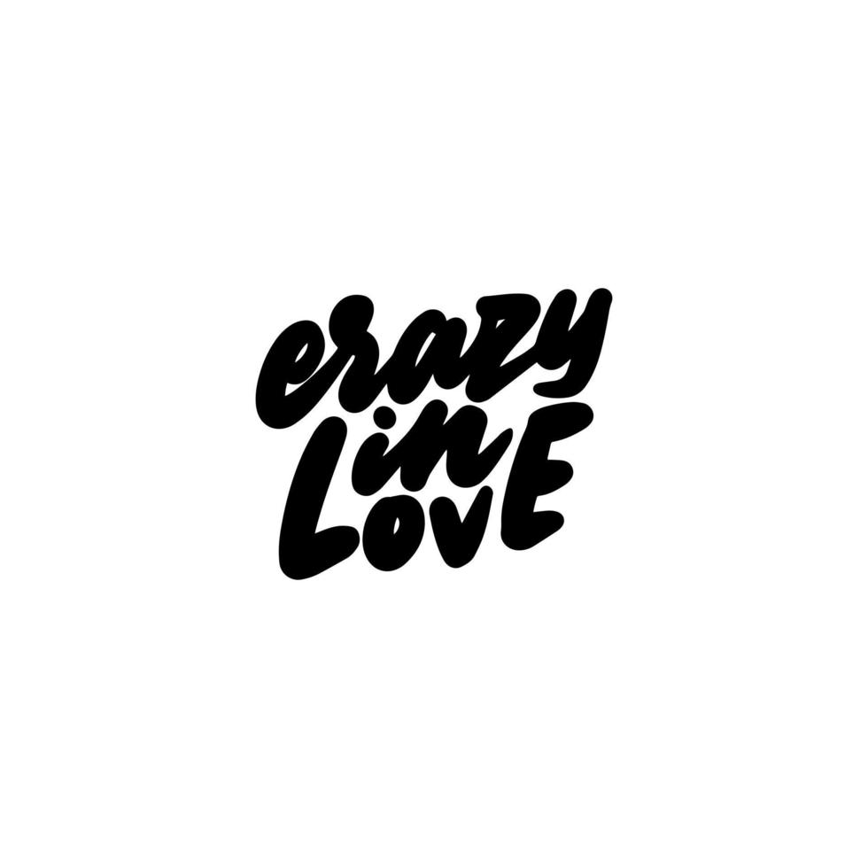 Crazy Love Schriftzug im handgeschriebenen Stil zum Bedrucken von T-Shirts, Tassen. Vektor-Illustration. vektor