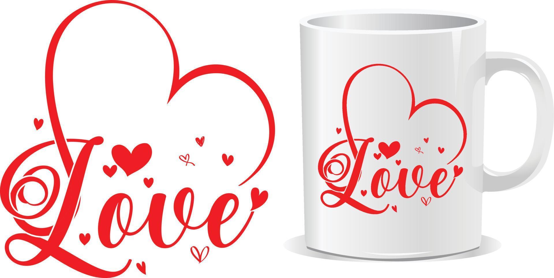 Liebe Happy Valentinstag Becher Design Vektor