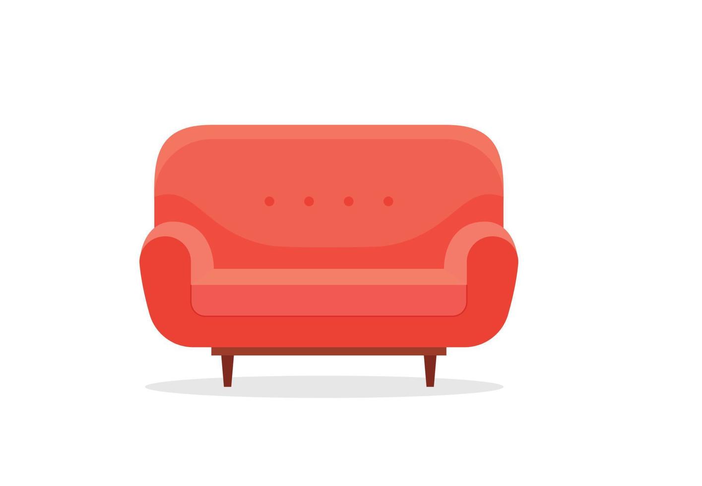 bequemes Sofa auf weißem Hintergrund. isolierte Couchlounge im Innenraum. flache Cartoon-Stil-Vektor-Illustration. vektor