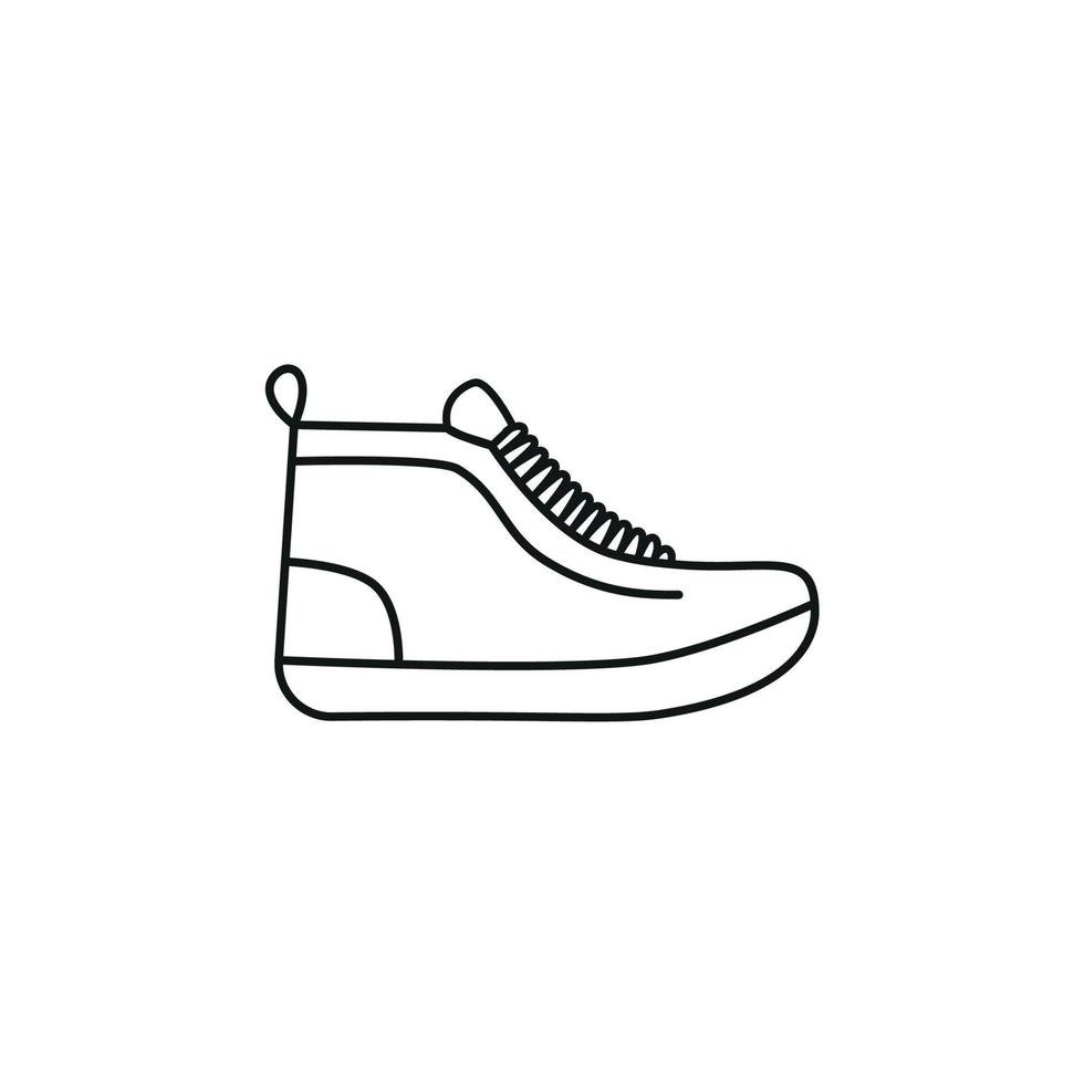 svart och vit kontur vektor illustration av skor. sneakers, unisex, översikt sneakers. vektor linje.