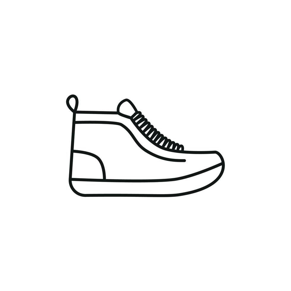 Schwarz-Weiß-Konturvektorillustration von Schuhen. Turnschuhe, Unisex, Outline-Sneaker. Vektorlinie. vektor