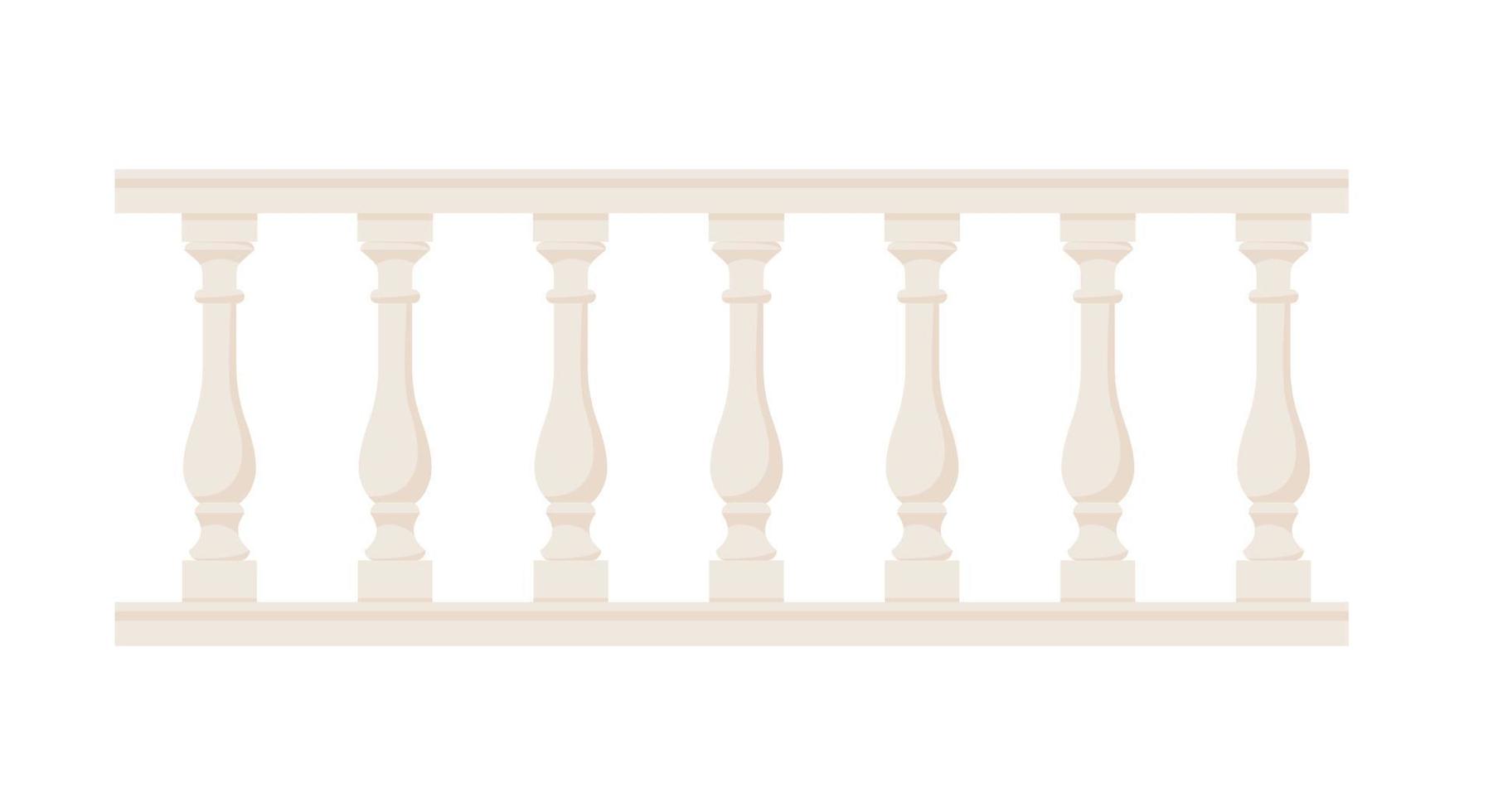 Steinbalustrade mit Balustraden für Zäune. Palastzaun. balkonhandlauf mit säulen. dekoratives Geländer. Schlossarchitekturelement. flache vektorillustration lokalisiert auf weißem hintergrund vektor