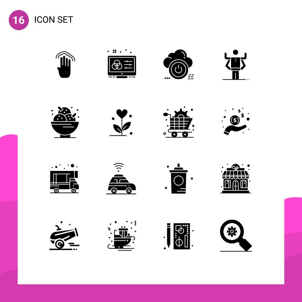 Packung mit 16 kreativen soliden Glyphen zur Steuerung der Multitasking-Fähigkeit nach unten bearbeitbare Vektordesign-Elemente vektor