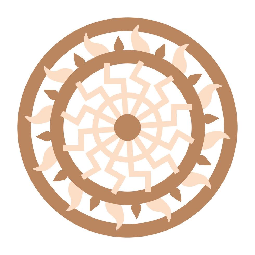 svart Sol, gammal slavic symbol, dekorerad med scandinavian mönster. beige mode design vektor