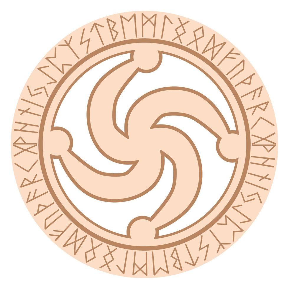 stång symbol, ett gammal slavic symbol, dekorerad med scandinavian mönster. beige mode design vektor