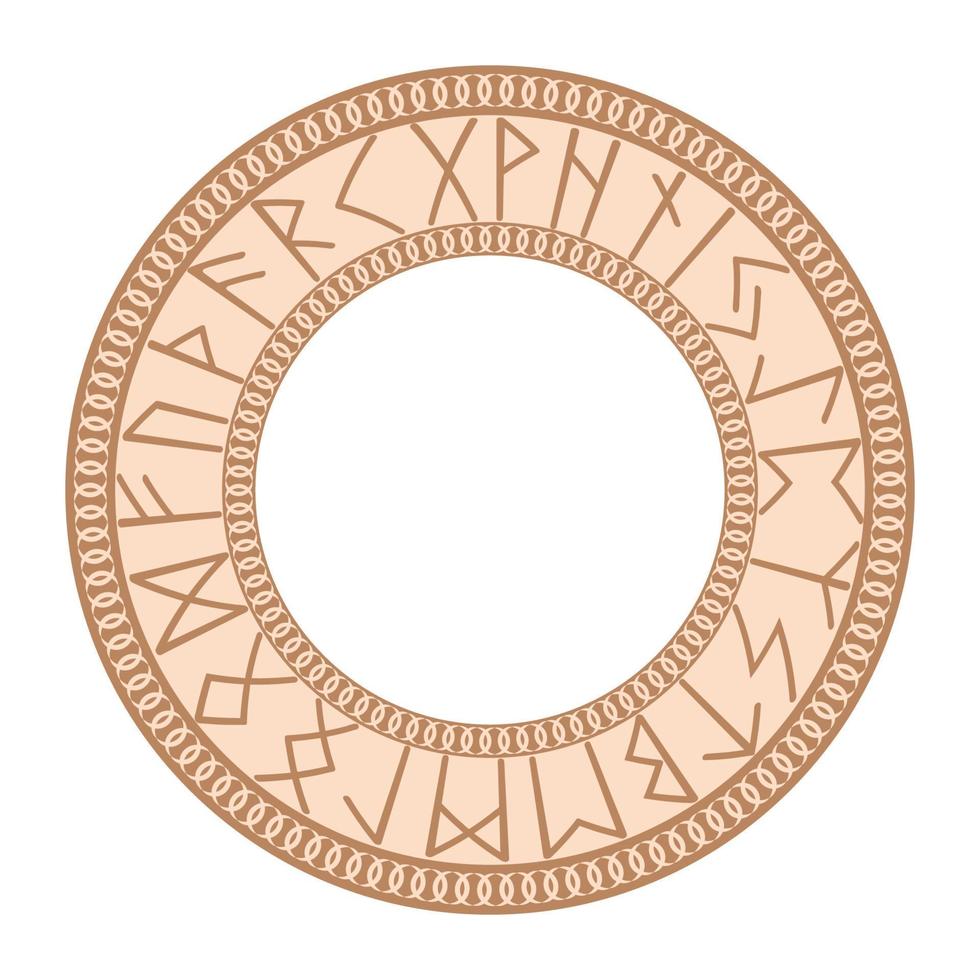 run- cirkel, ett gammal slavic symbol, dekorerad med scandinavian mönster. beige mode design vektor