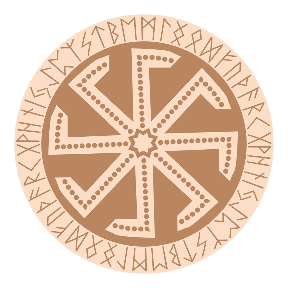 kolovrat, ett gammal slavic symbol, dekorerad med scandinavian mönster. beige mode design vektor