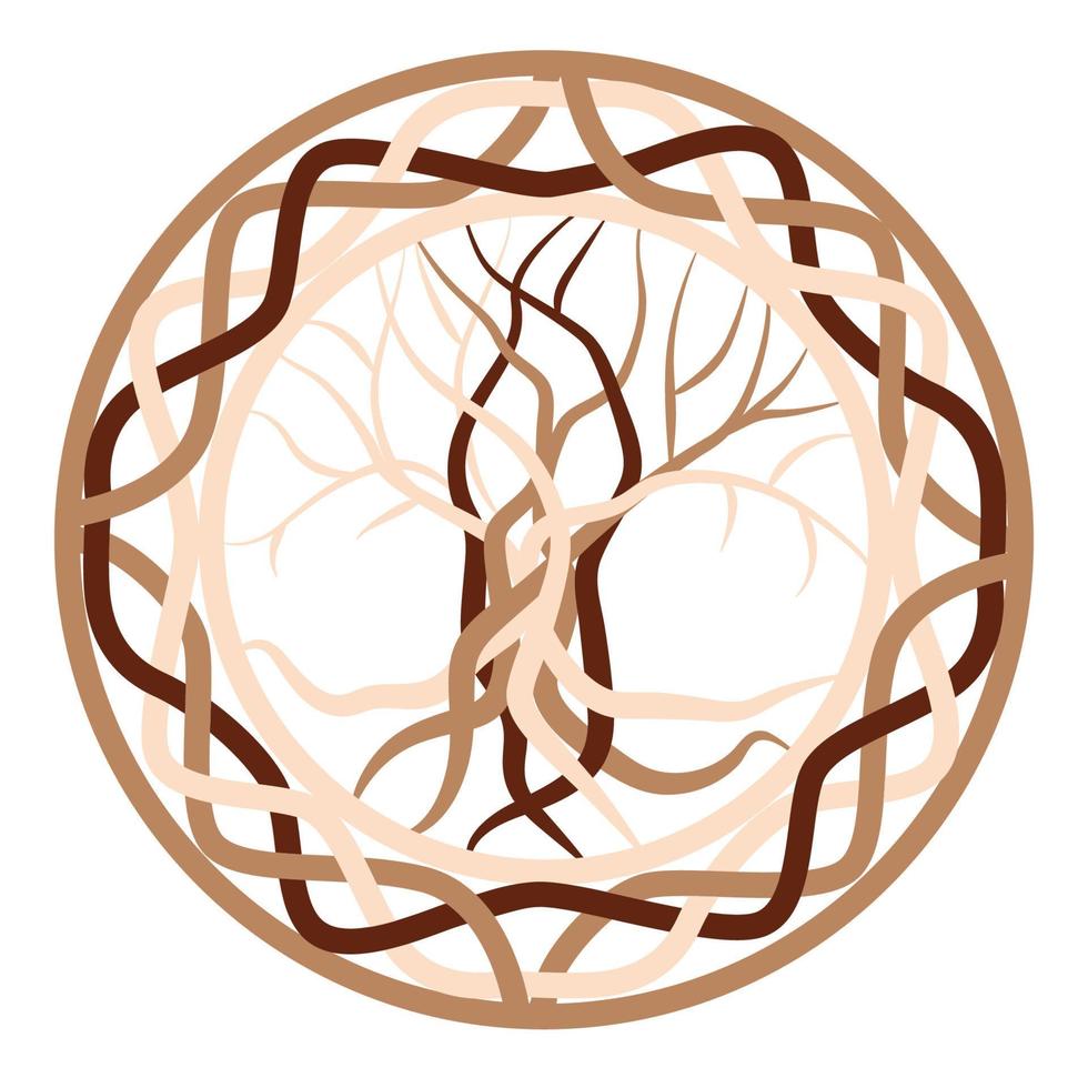 der baum des lebens, ein altes keltisches symbol, verziert mit skandinavischen mustern. beige Modedesign vektor