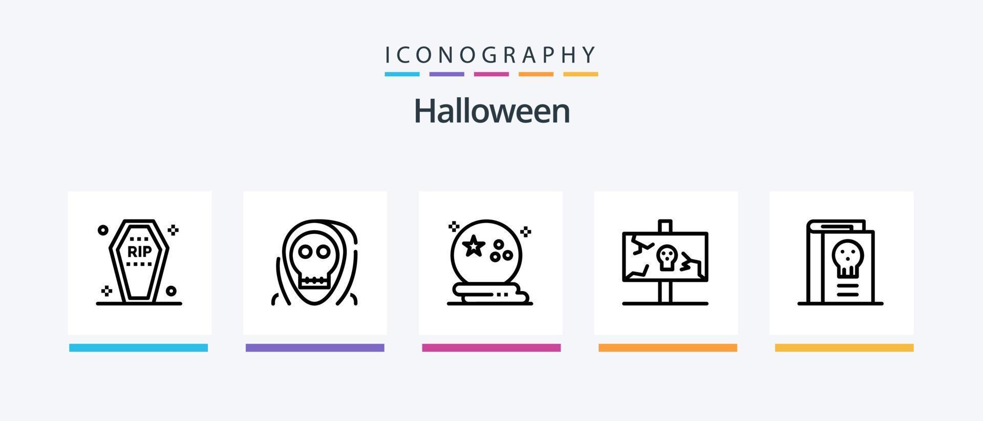 halloween linje 5 ikon packa Inklusive spöke. död. gammal. vila i frid. kyrkogård. kreativ ikoner design vektor