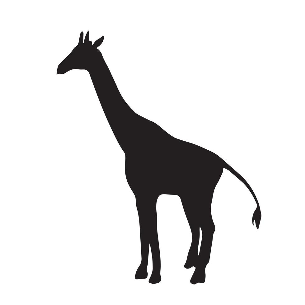 giraffe vektor symbol illustration schwarze silhouette isoliert auf weißem hintergrund. wilde Savannentierzeichnung mit einfachem und flachem Kunststil.