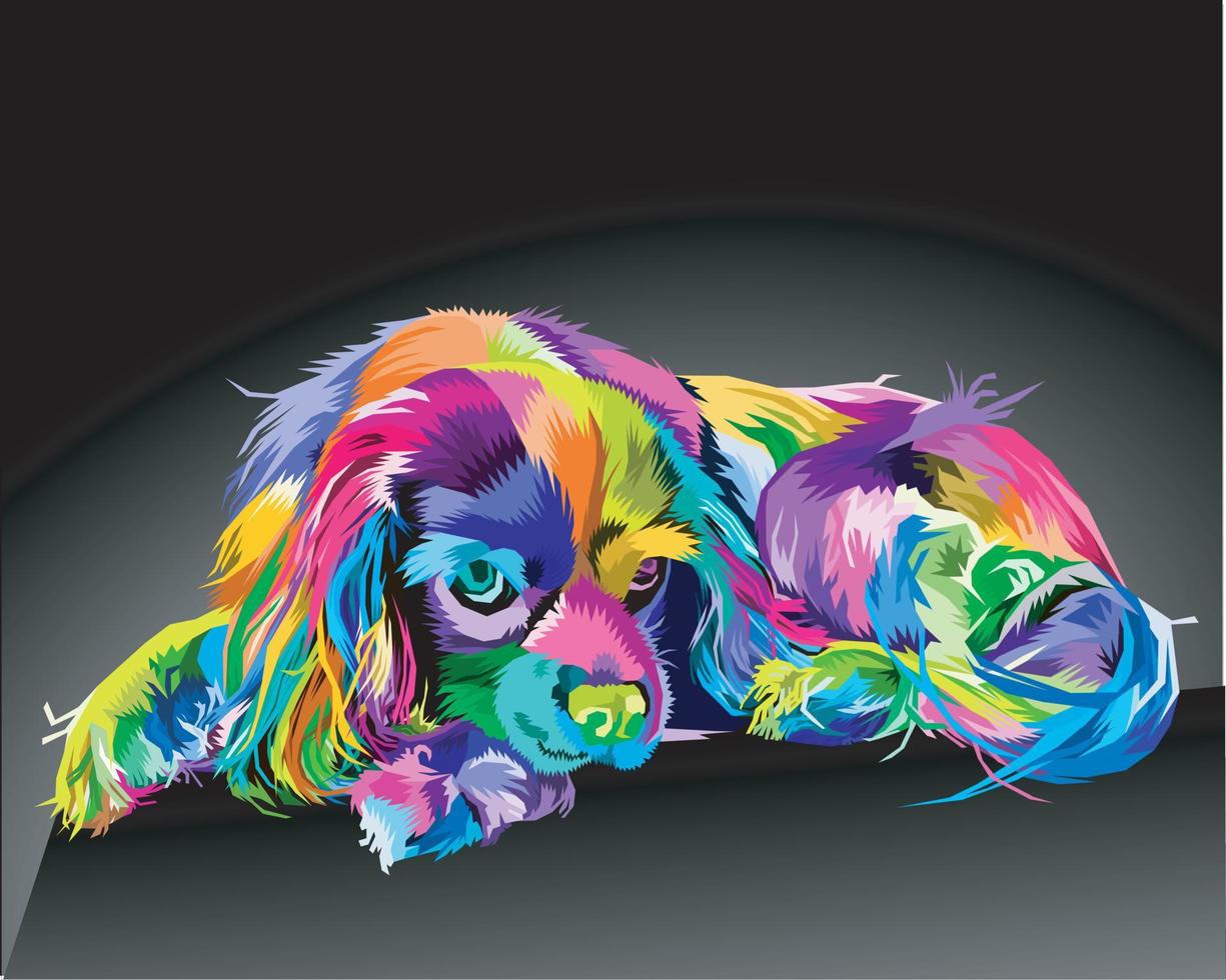 färgrik cockerspaniel spaniel hund isolerat på pop- konst stil. vektor illustration.