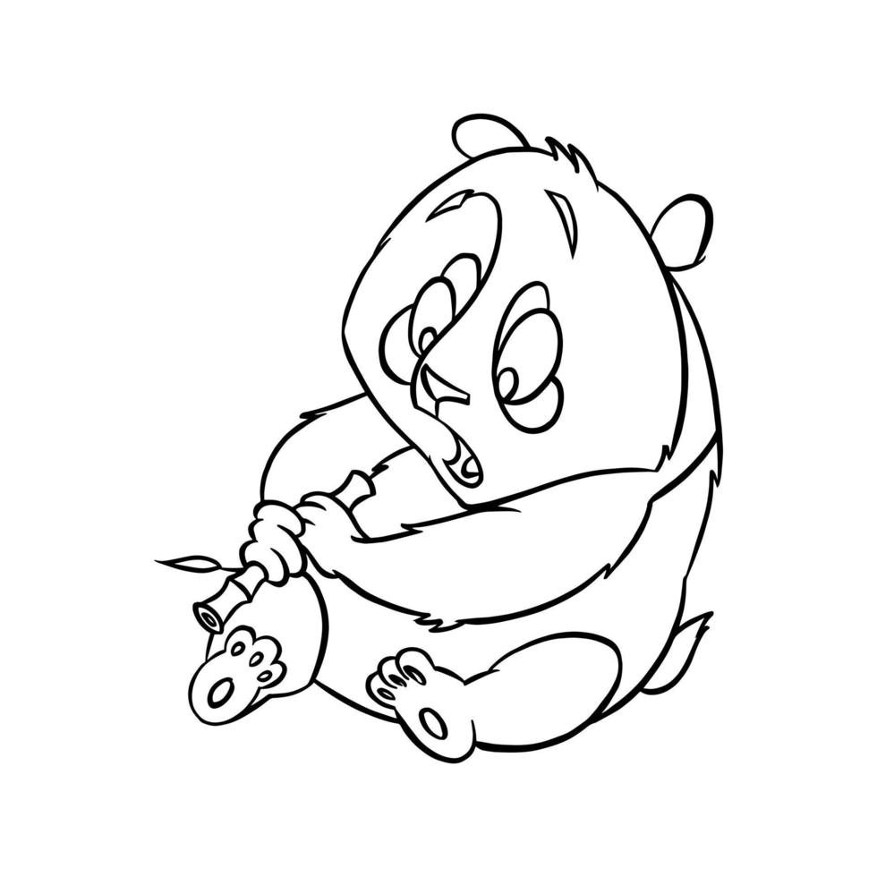 linjär teckning av panda för färg bok. vektor illustration