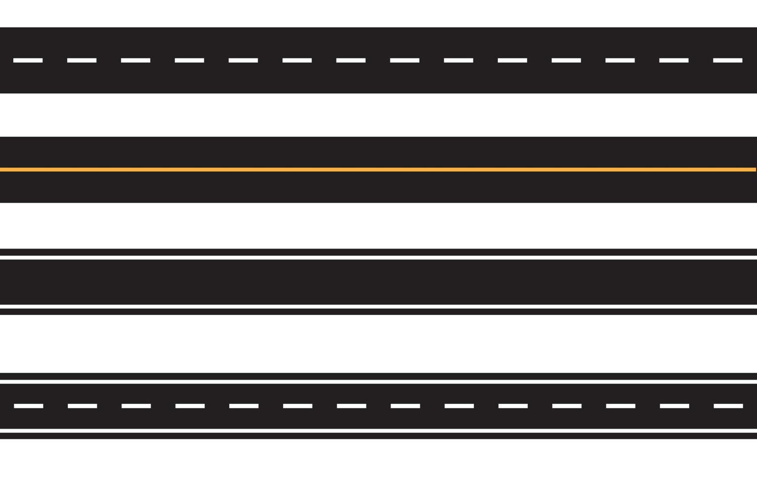 horisontell hetero vägar med streckad rader, motorvägar, gata för transport. vektor illustration tecknad serie platt ikon.
