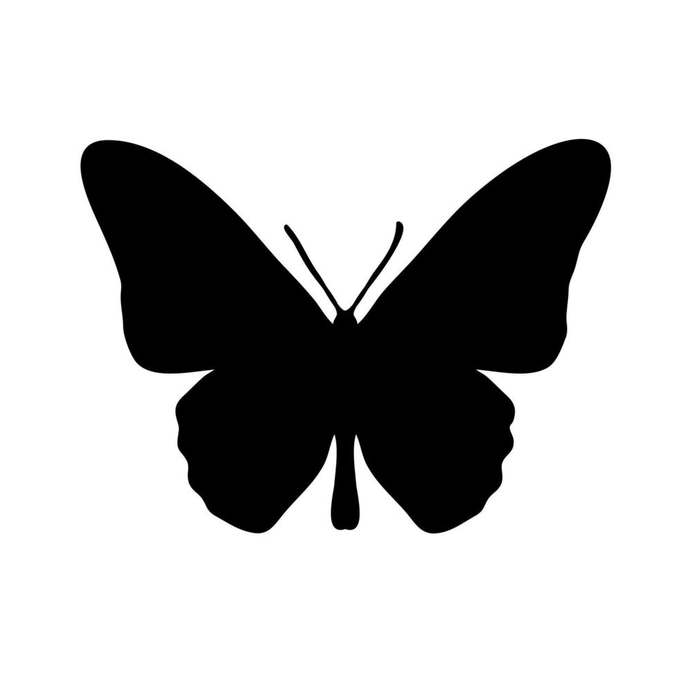 Schmetterling im Silhouettenstil auf weißem Hintergrund für Druck und Design. Vektor-Illustration. vektor