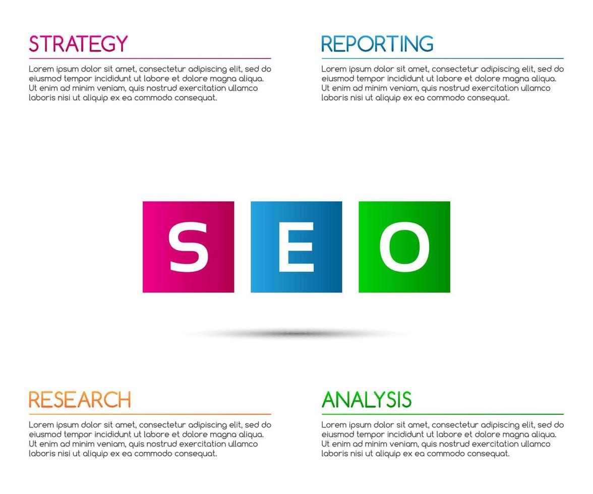 minimalistisk seo infographic mall för din företag projekt, vektor illustration