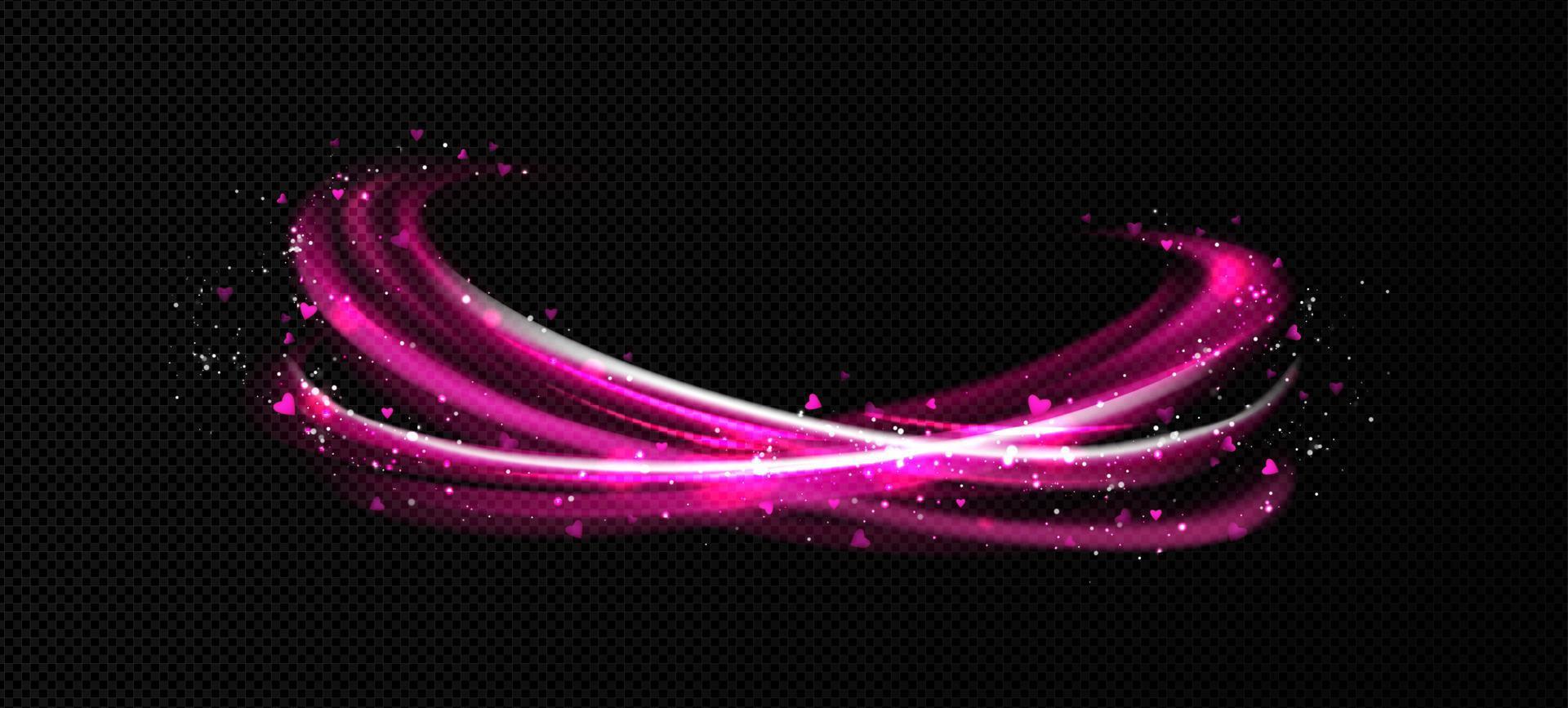 rosa dampf fließt mit herzen und funkeln vektor
