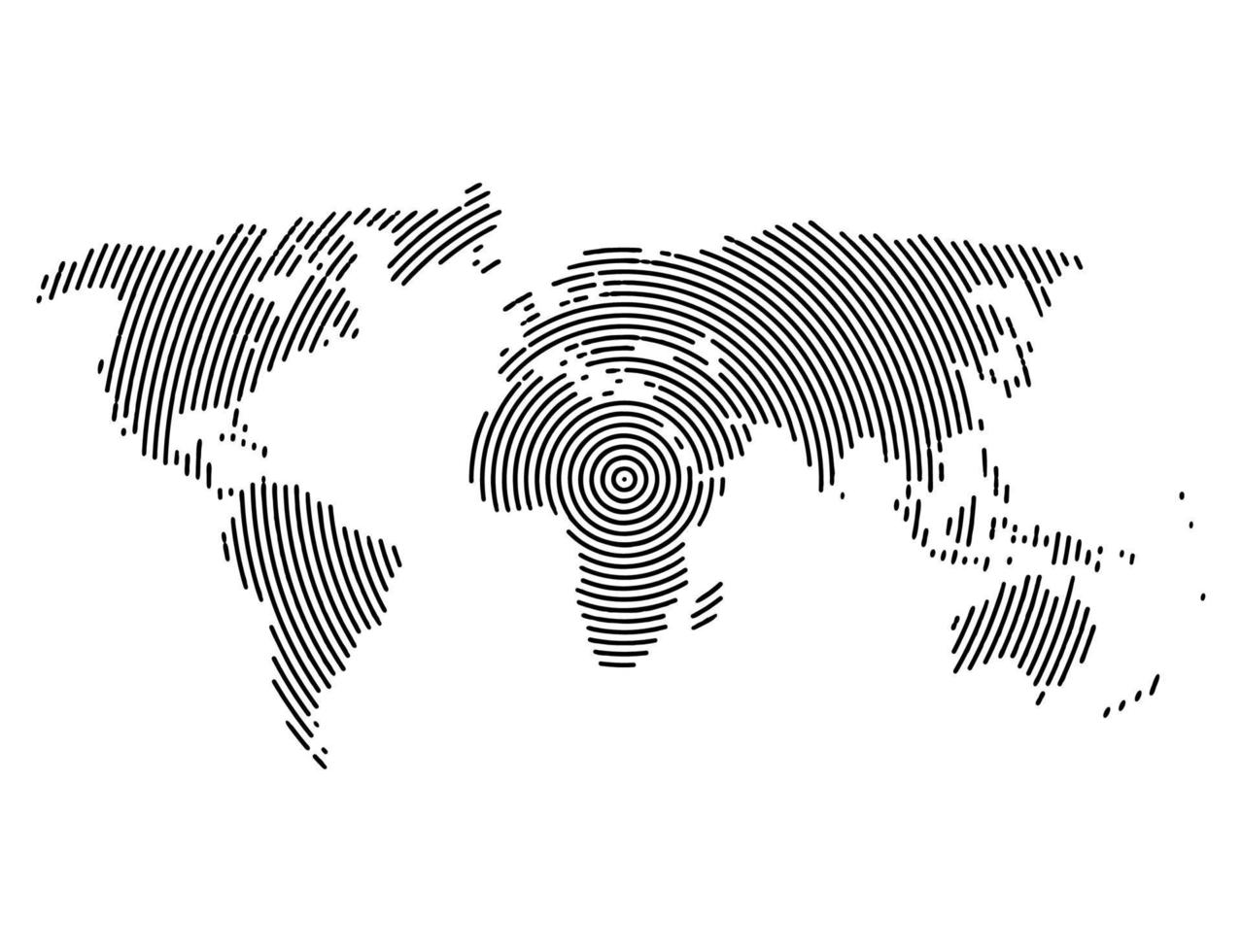 3d abstrakt värld Karta planet, rader, global radiell halvton begrepp vektor