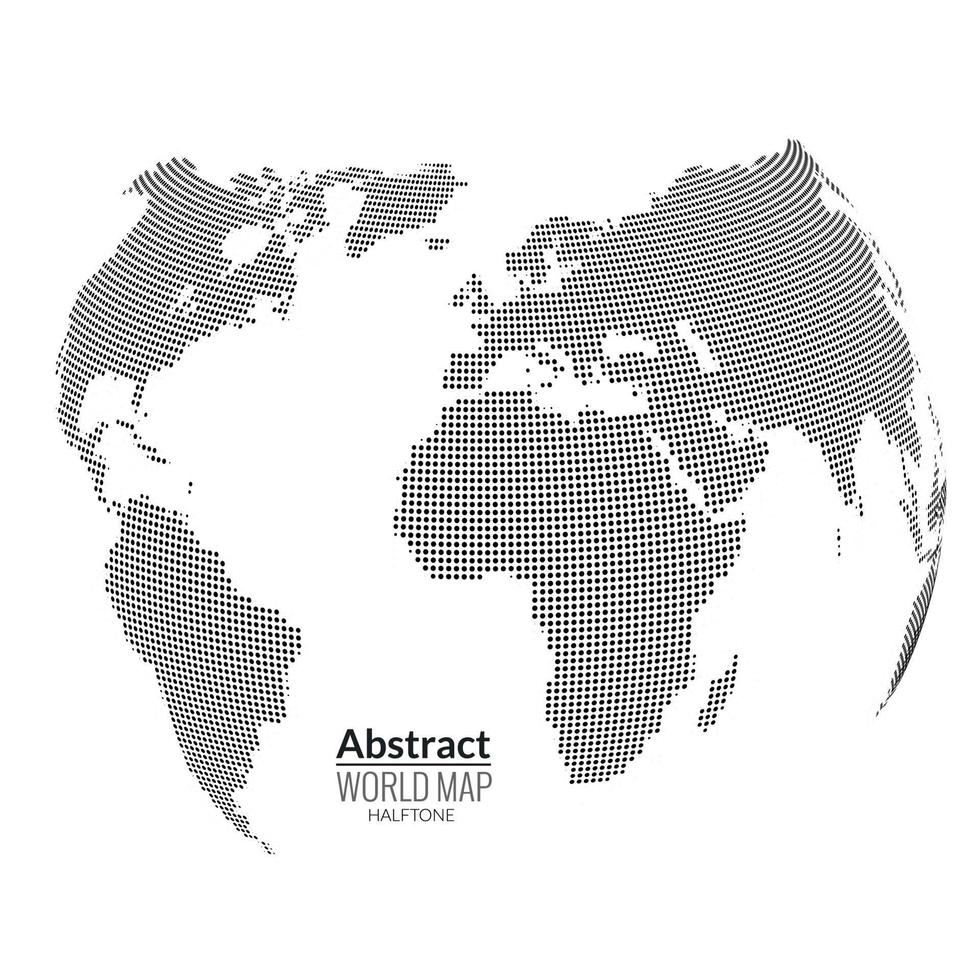 3D abstrakter Weltkartenplanet, Punkte, globales Halbtonkonzept vektor