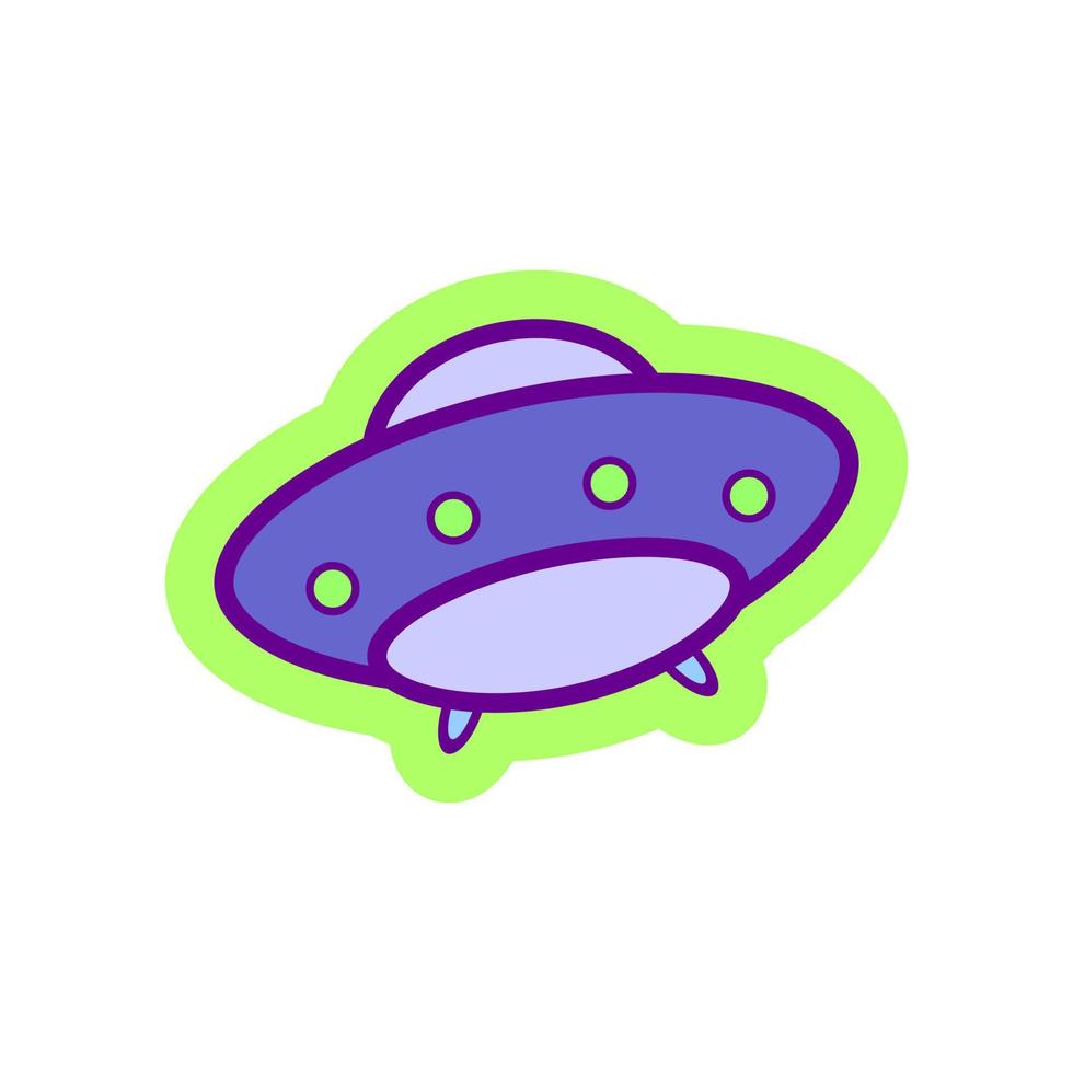 Stock-UFO-Zeichnung im flachen Stil für Logo, Patches, Aufkleber, Abzeichen. Vektor-Illustration. vektor