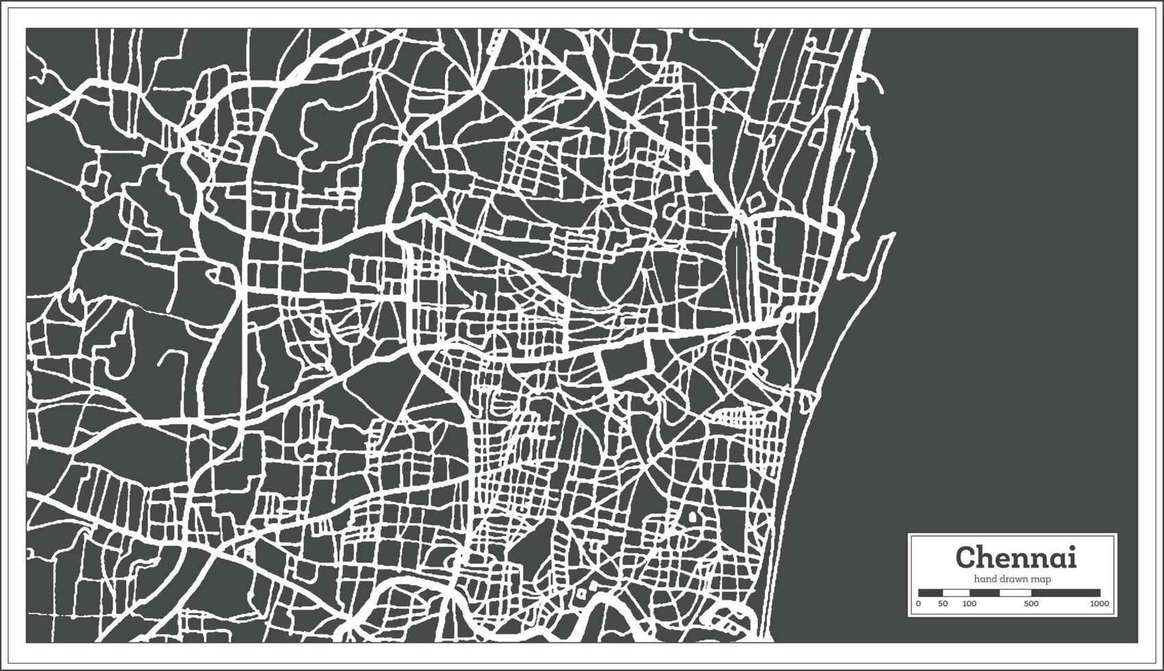 Chennai Indien Stadtplan im Retro-Stil. Übersichtskarte. vektor