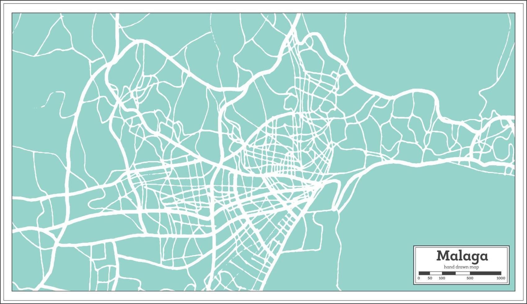 malaga spanien stadtplan im retro-stil. Übersichtskarte. vektor
