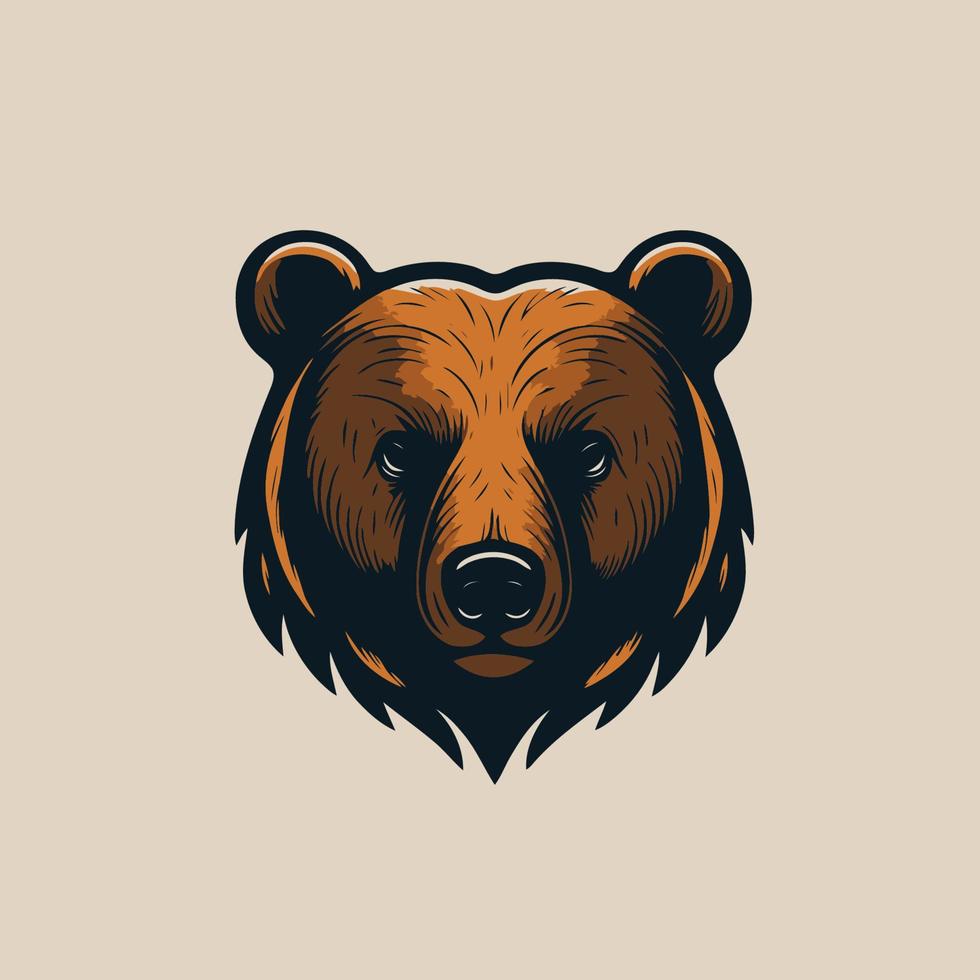 grizzly Björn huvud logotyp symbol design mall, emblem, sport logotyp vektor