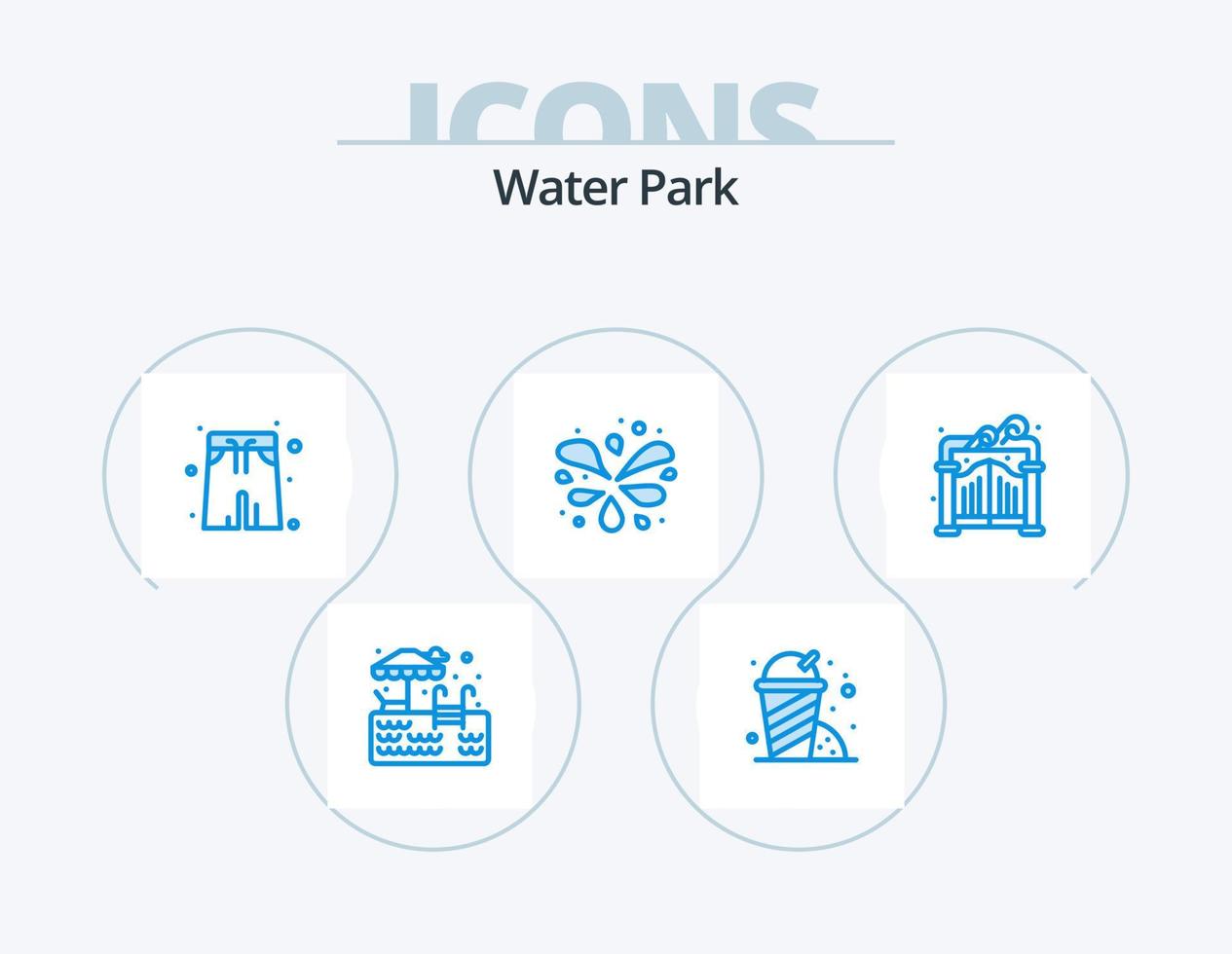 Wasserpark blau Icon Pack 5 Icon Design. . . Park. Garten. Tor vektor