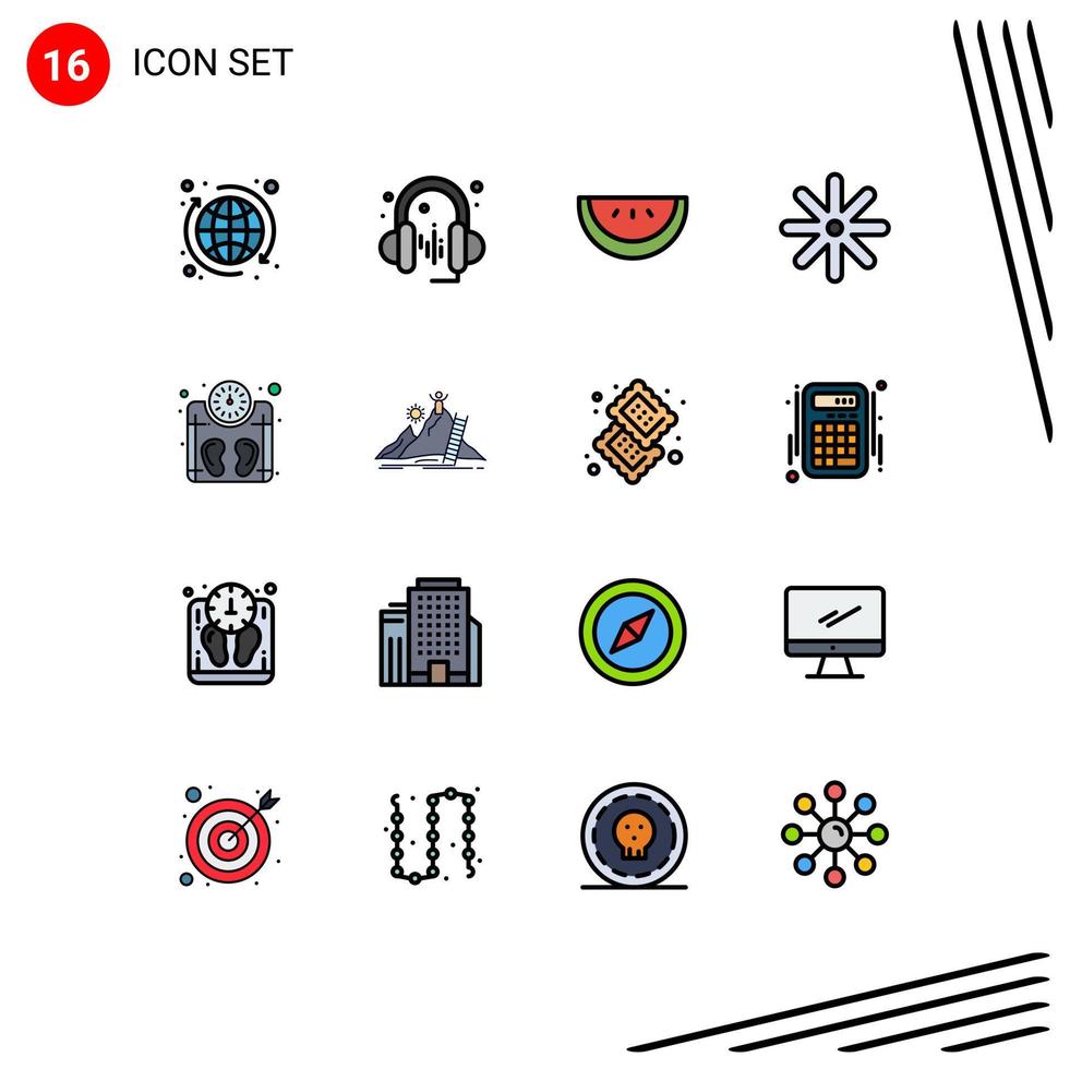 Aktienvektor-Icon-Pack mit 16 Zeilenzeichen und Symbolen für persönliches Gewicht Wassermelonenwaage editierbare kreative Vektordesign-Elemente vektor