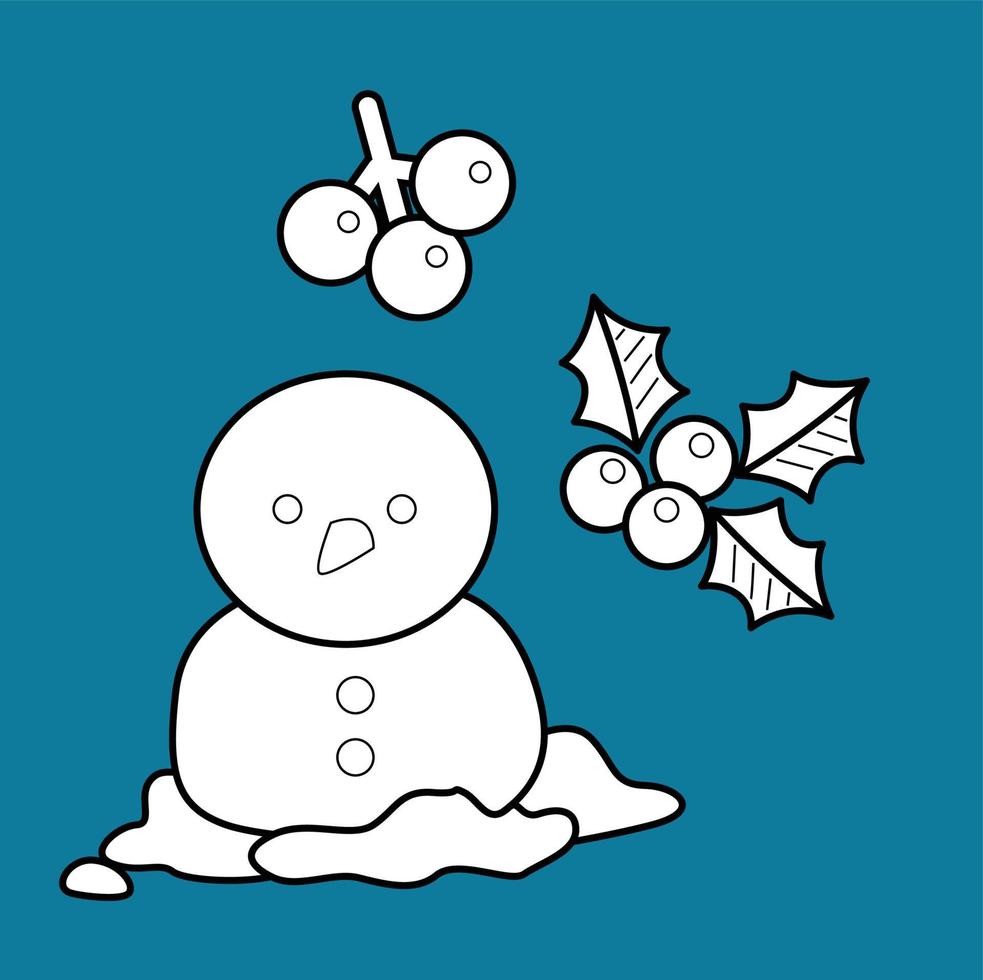 Winter Schneemann und Dekoration digitaler Stempel vektor