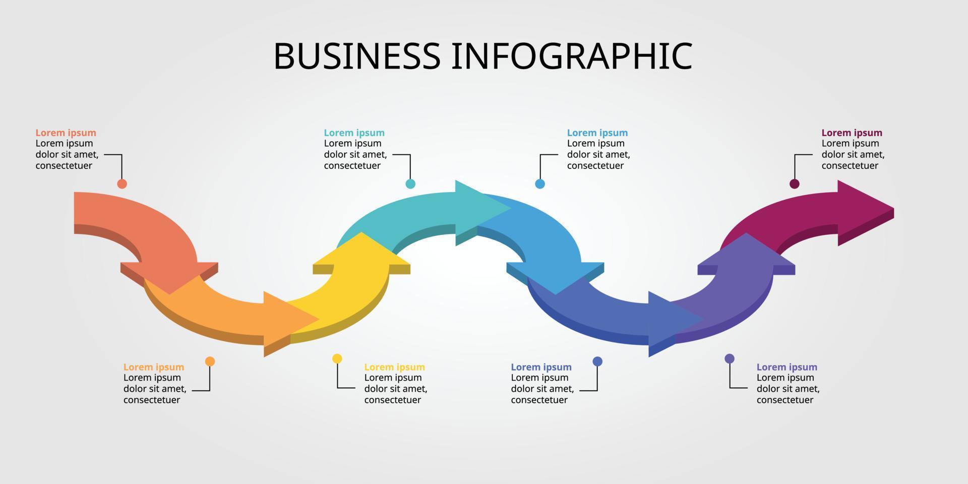 tidslinje pil Diagram mall för infographic för presentation för 8 element vektor