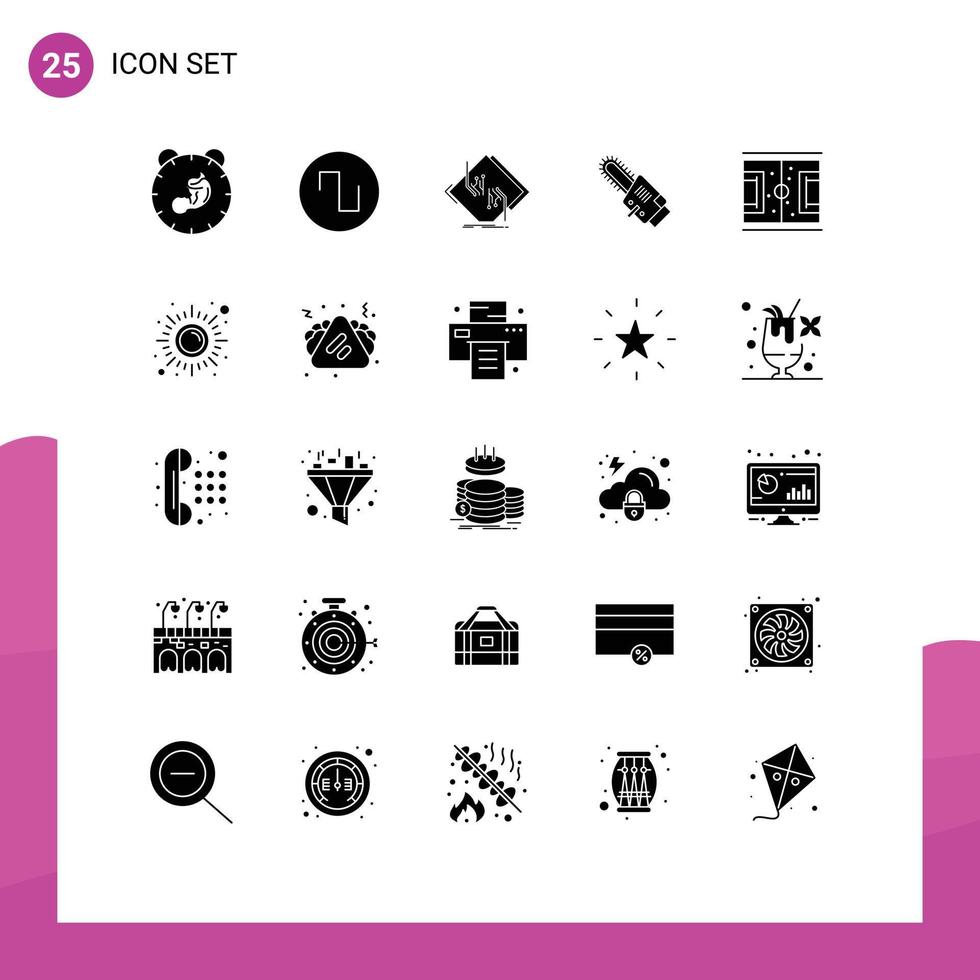 Packung mit 25 modernen Solid-Glyphen-Zeichen und Symbolen für Web-Printmedien wie Fußball-Blade-Board-Rundschreiben, elektronisch bearbeitbare Vektordesign-Elemente vektor