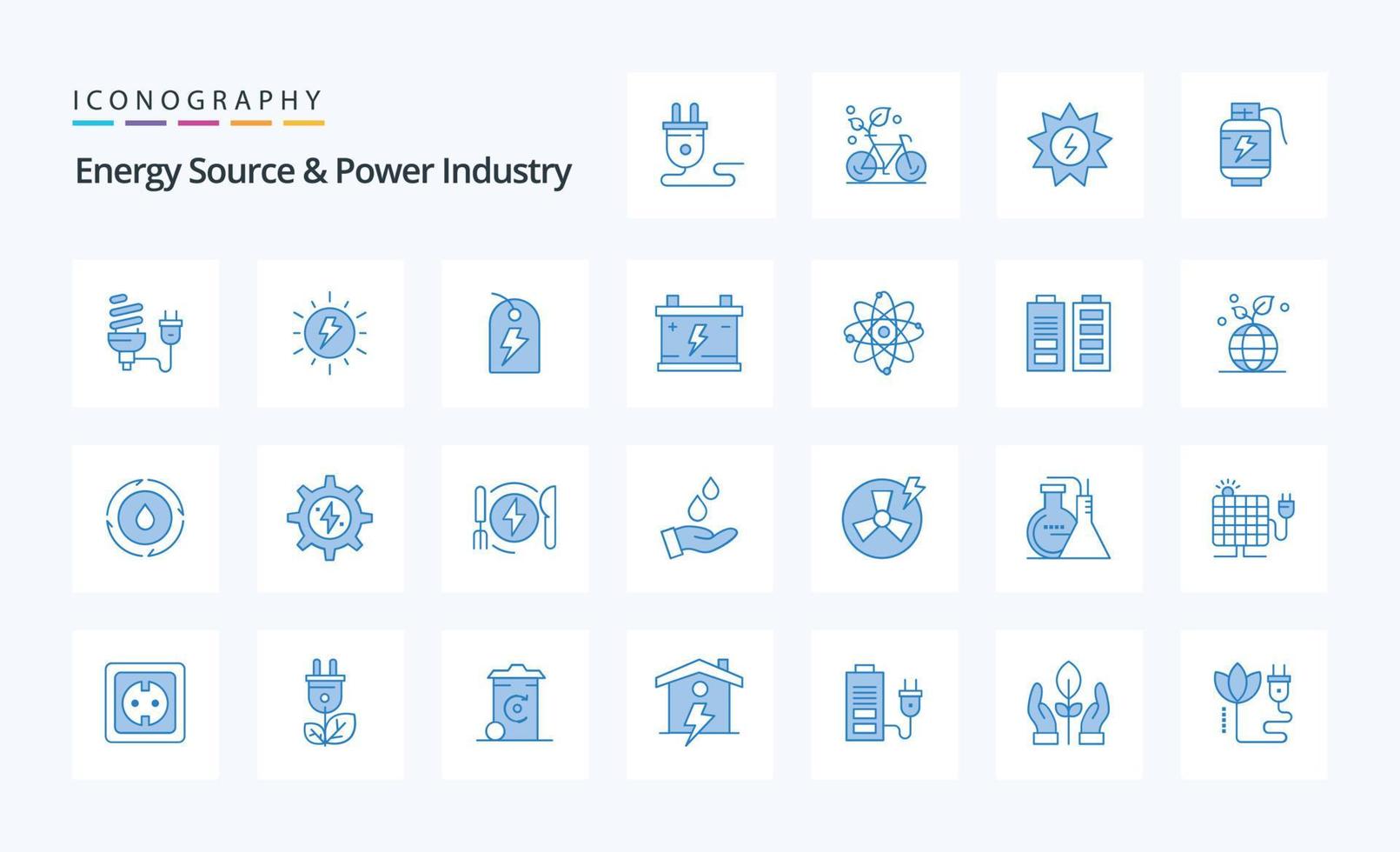 25 energi källa och kraft industri blå ikon packa vektor