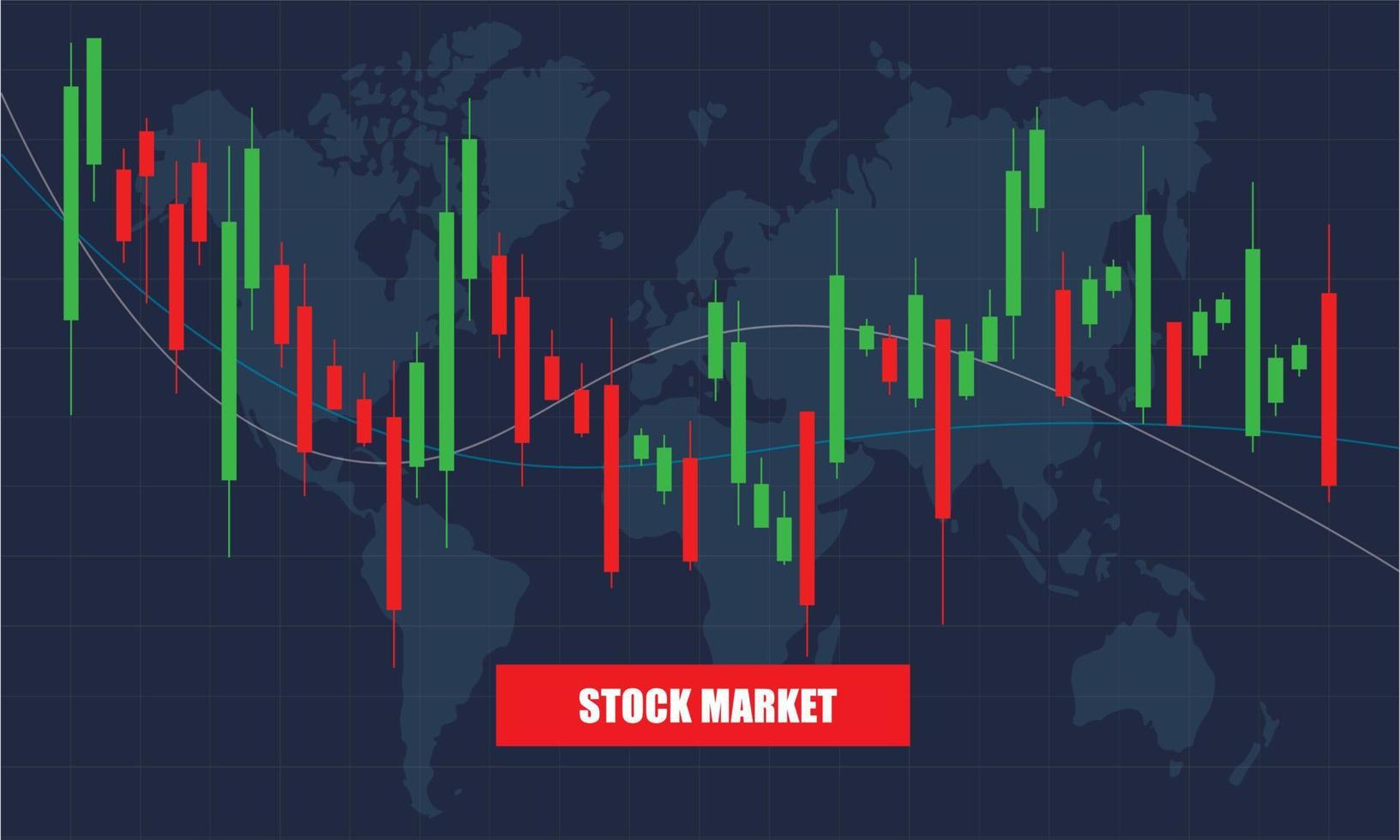 Aktienmarkt-Investitionshandelsgeschäft Candlestick-Chart-Diagramm auf dunklem Hintergrunddesign. bullischer Punkt, Trendchart., Forex-Hintergrund 1 vektor