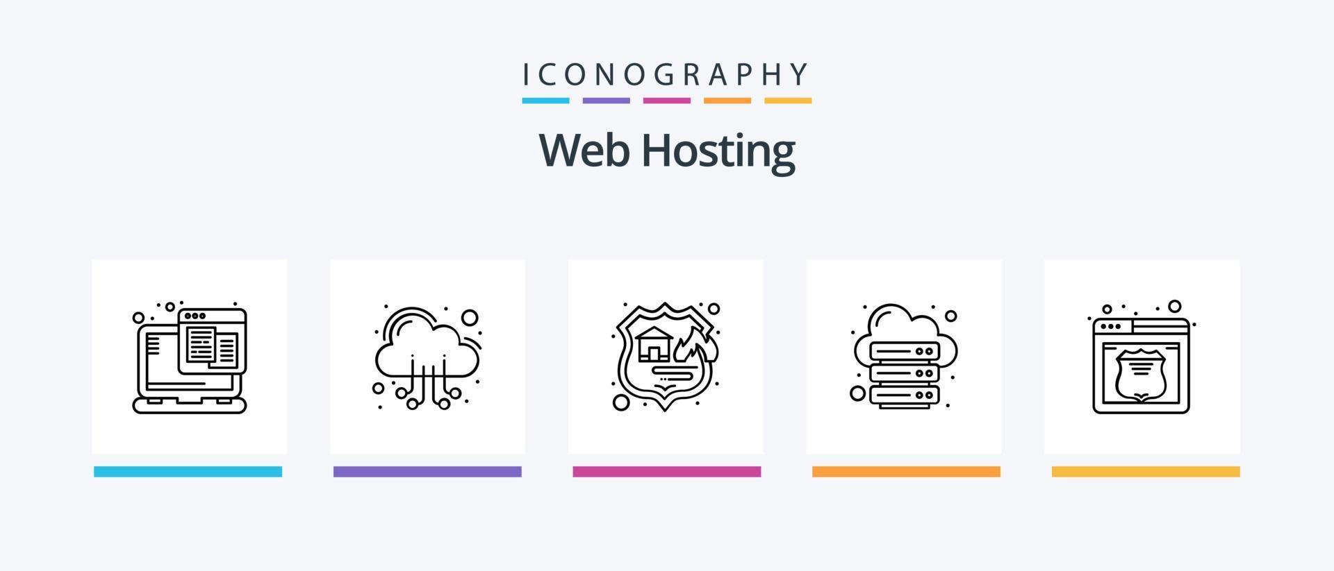 webb värd linje 5 ikon packa Inklusive webb. internet. server. värdskap. uppkopplad. kreativ ikoner design vektor