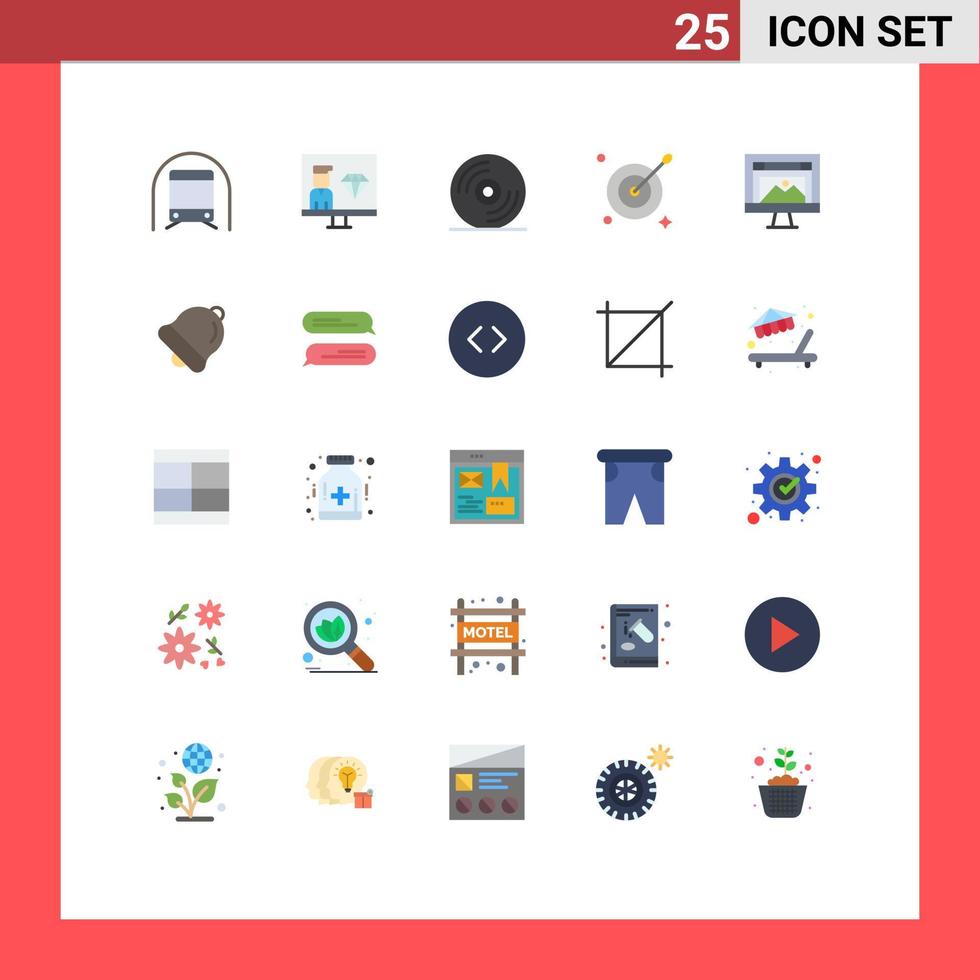 25 universell platt färger uppsättning för webb och mobil tillämpningar dator pil programmerare syfte musik redigerbar vektor design element