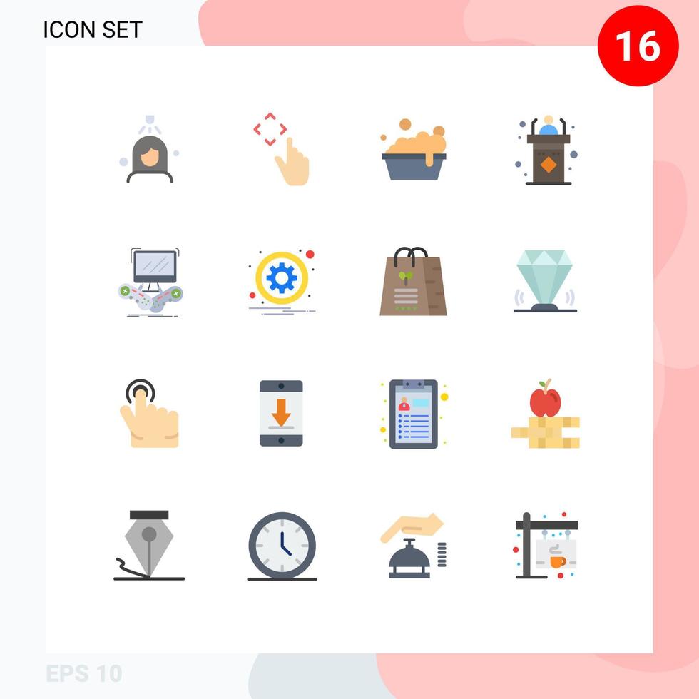 16 tematiska vektor platt färger och redigerbar symboler av gaming Tal skål seminarium podium redigerbar packa av kreativ vektor design element