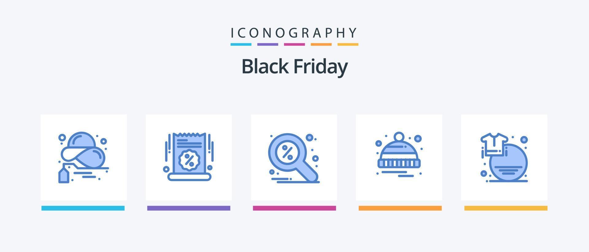 Black Friday Blue 5 Icon Pack inklusive Sale. Hut. Verkauf. kalt. Lupe. kreatives Symboldesign vektor