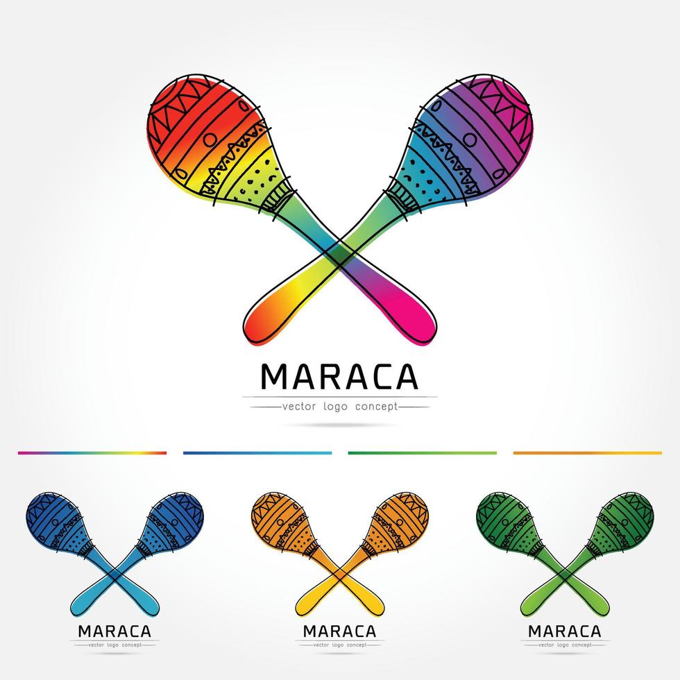 stiliserade bild av par färgrik maracas vektor