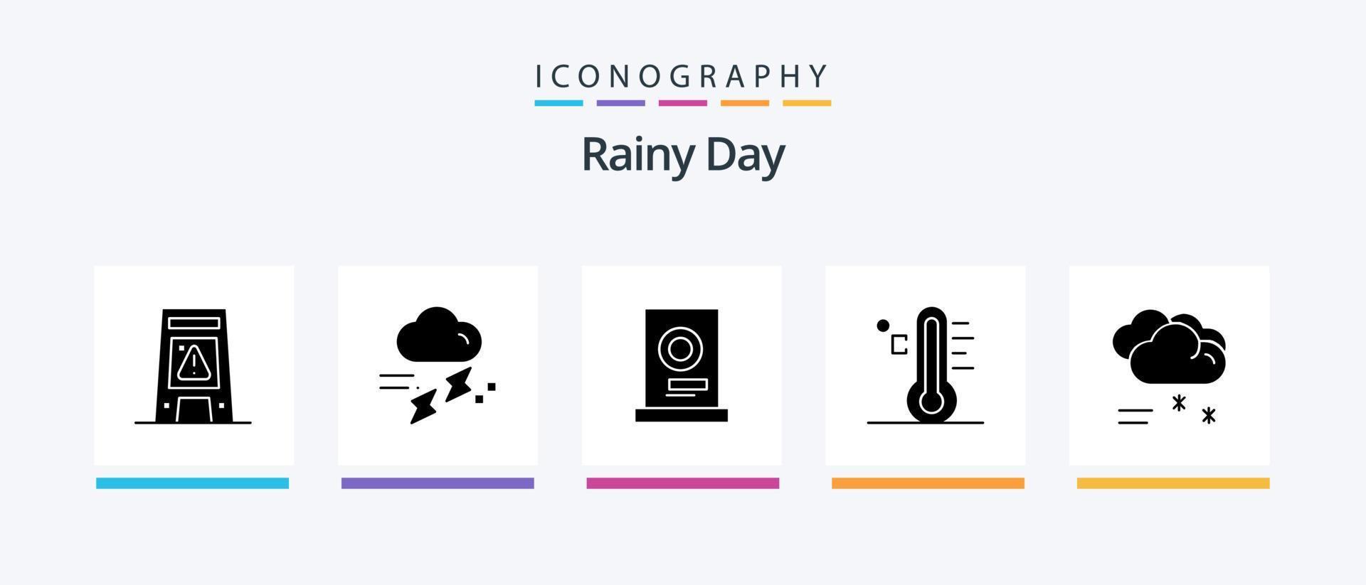 Rainy Glyph 5 Icon Pack inklusive Sonne. hell. regnerisch. Wolke. Möbel. kreatives Symboldesign vektor