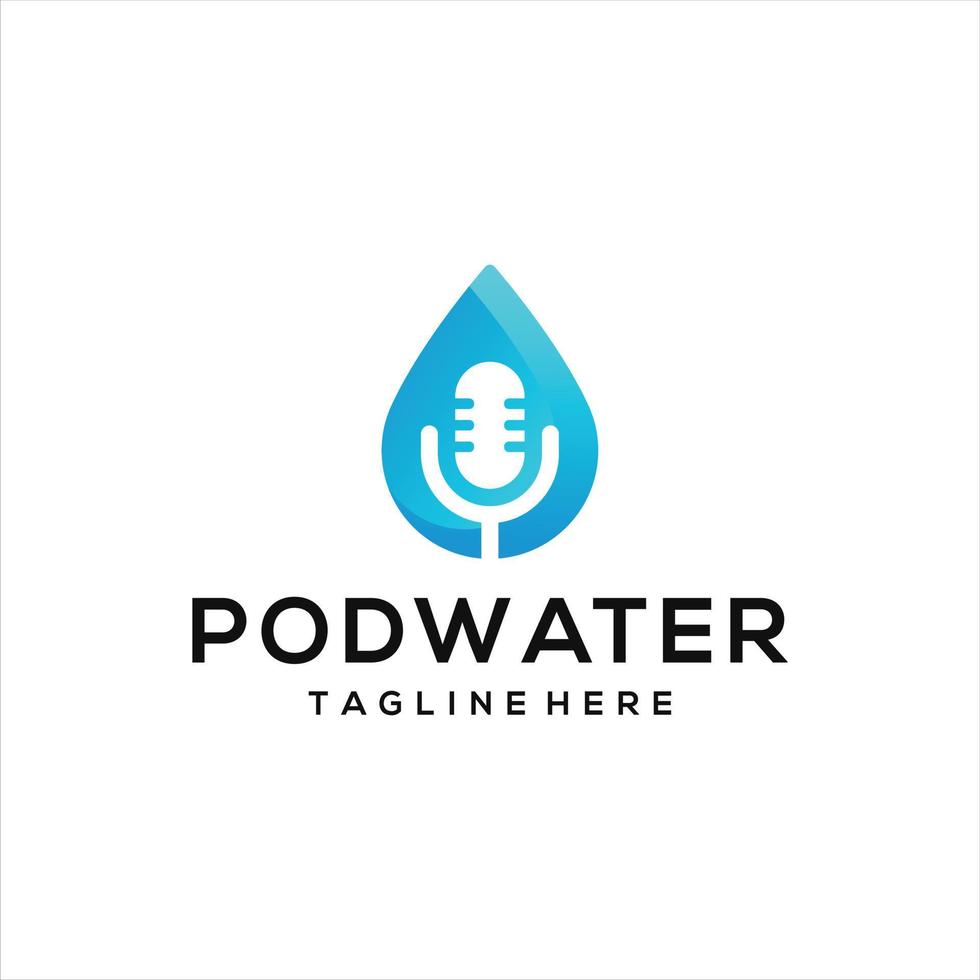 podcast mic mikrofon design logotyp och vatten logotyp. vektor