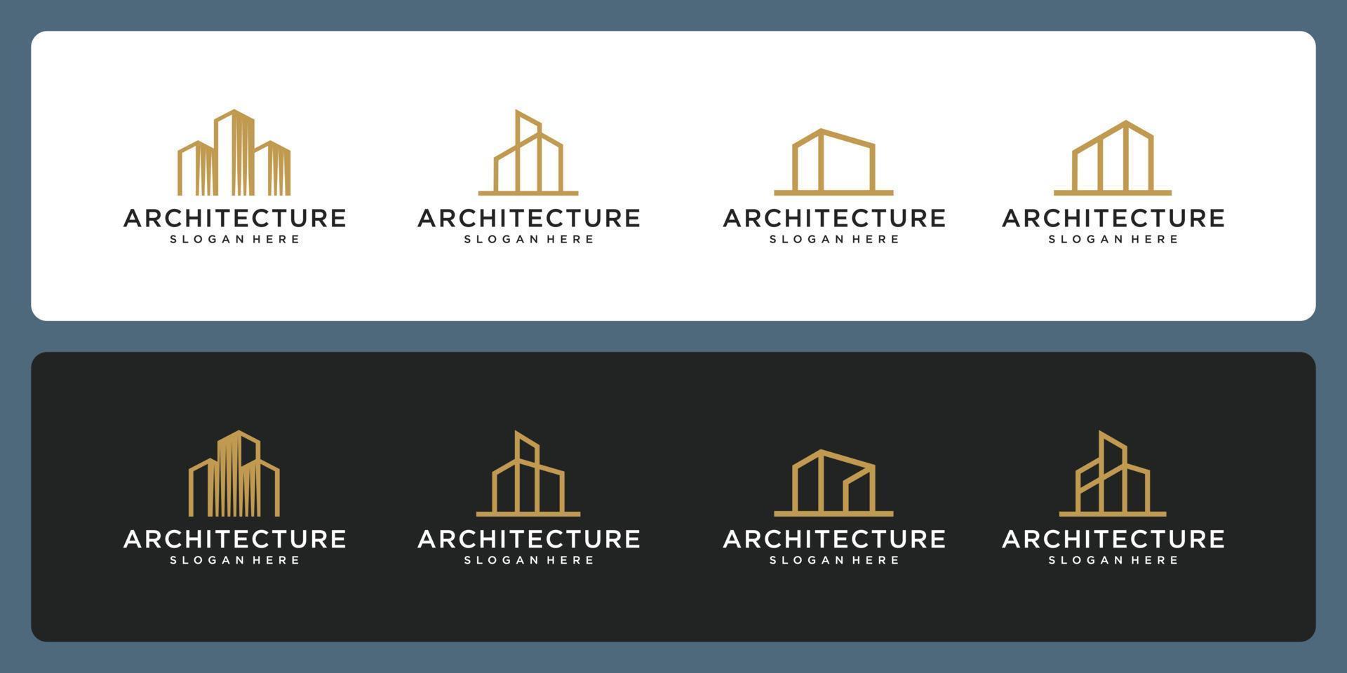 Sammlung von Gebäudelogos. Symbol für Immobiliengeschäft, Architektur, Luxus, elegant, einfach. vektor