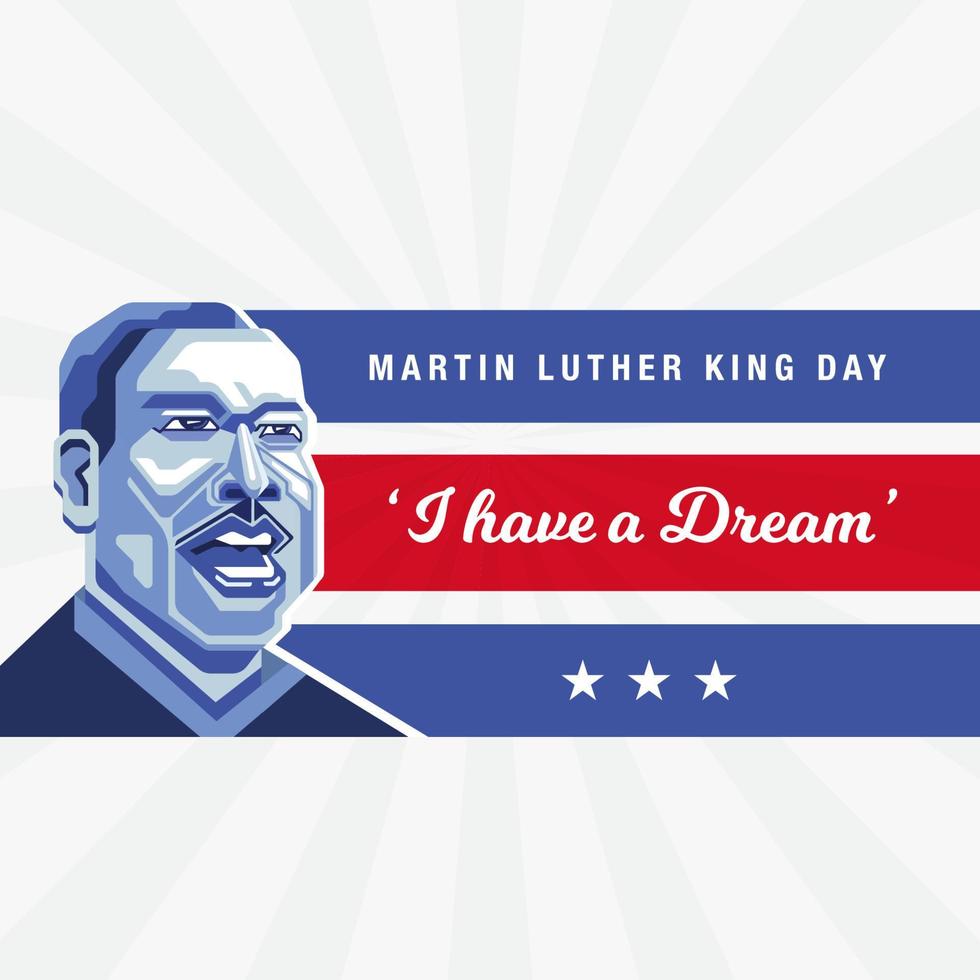 Happy Martin Luther King Day Grußkarte. Vektorillustration für Banner, Poster und Flyer. vektor