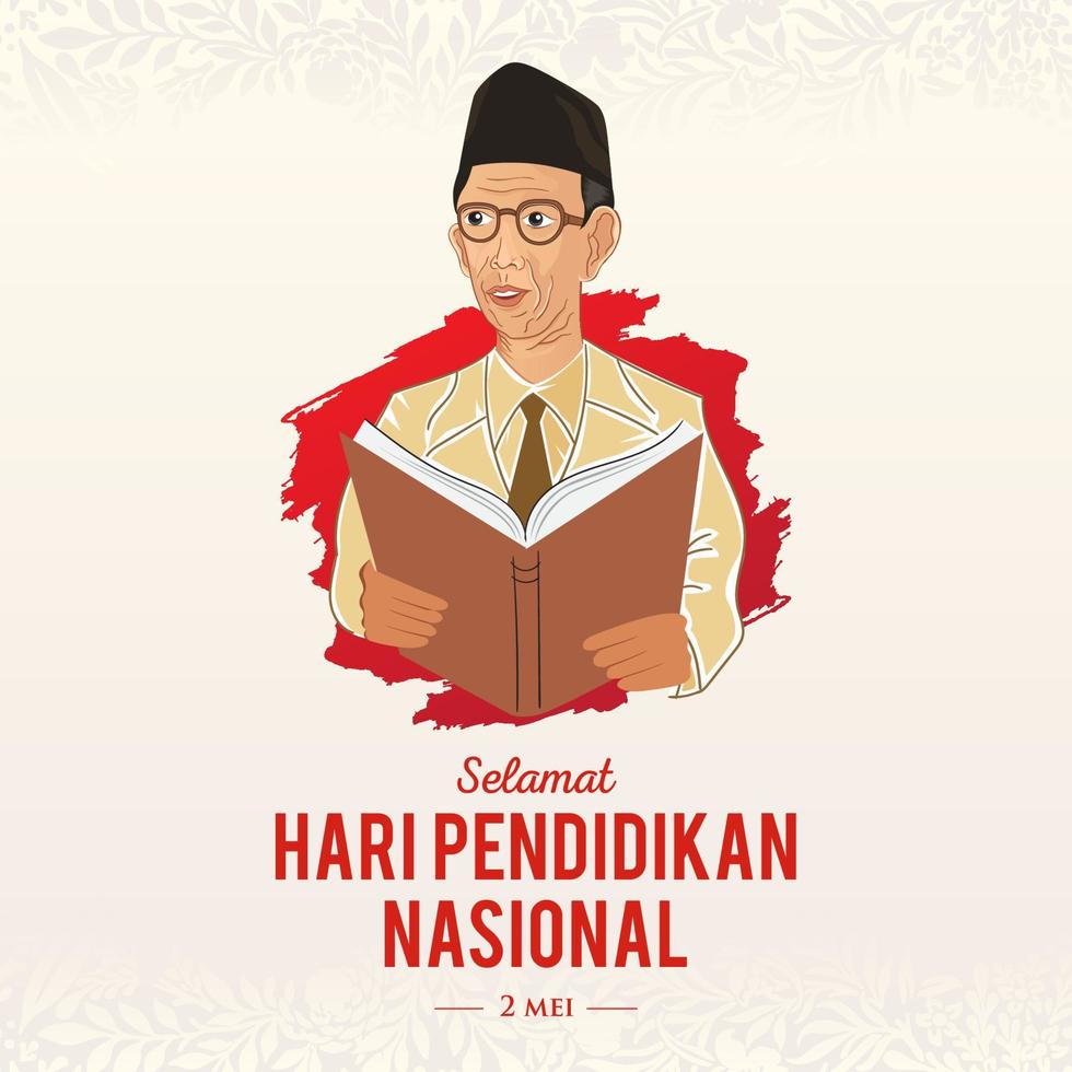 selamat hari pendidikan nasional 2 mei, übersetzung 2. mai, glücklicher nationaler bildungstag von indonesien vektor